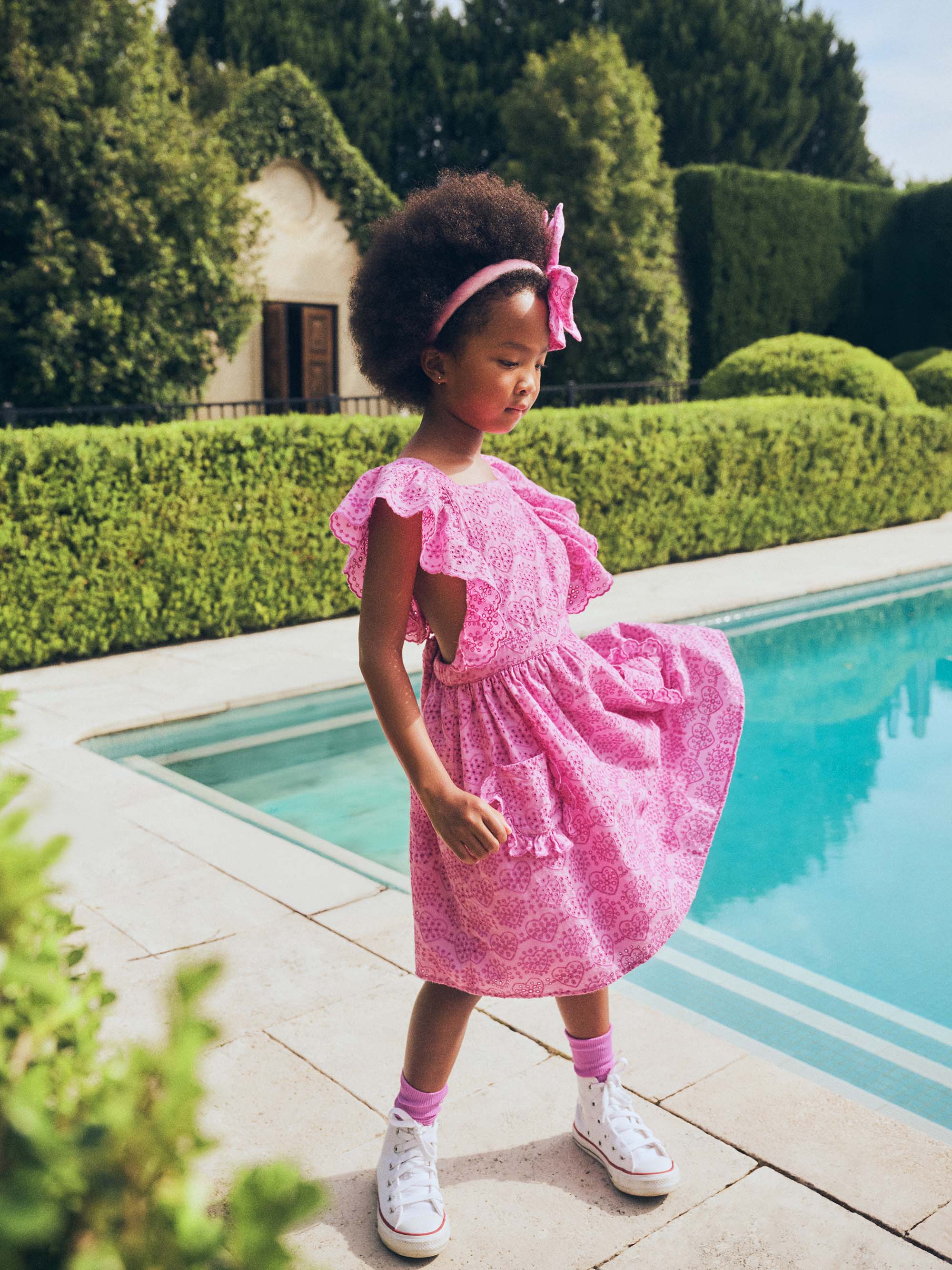 pink pinafore dress Frilly Broderie Pinafore Dress – Huxbaby