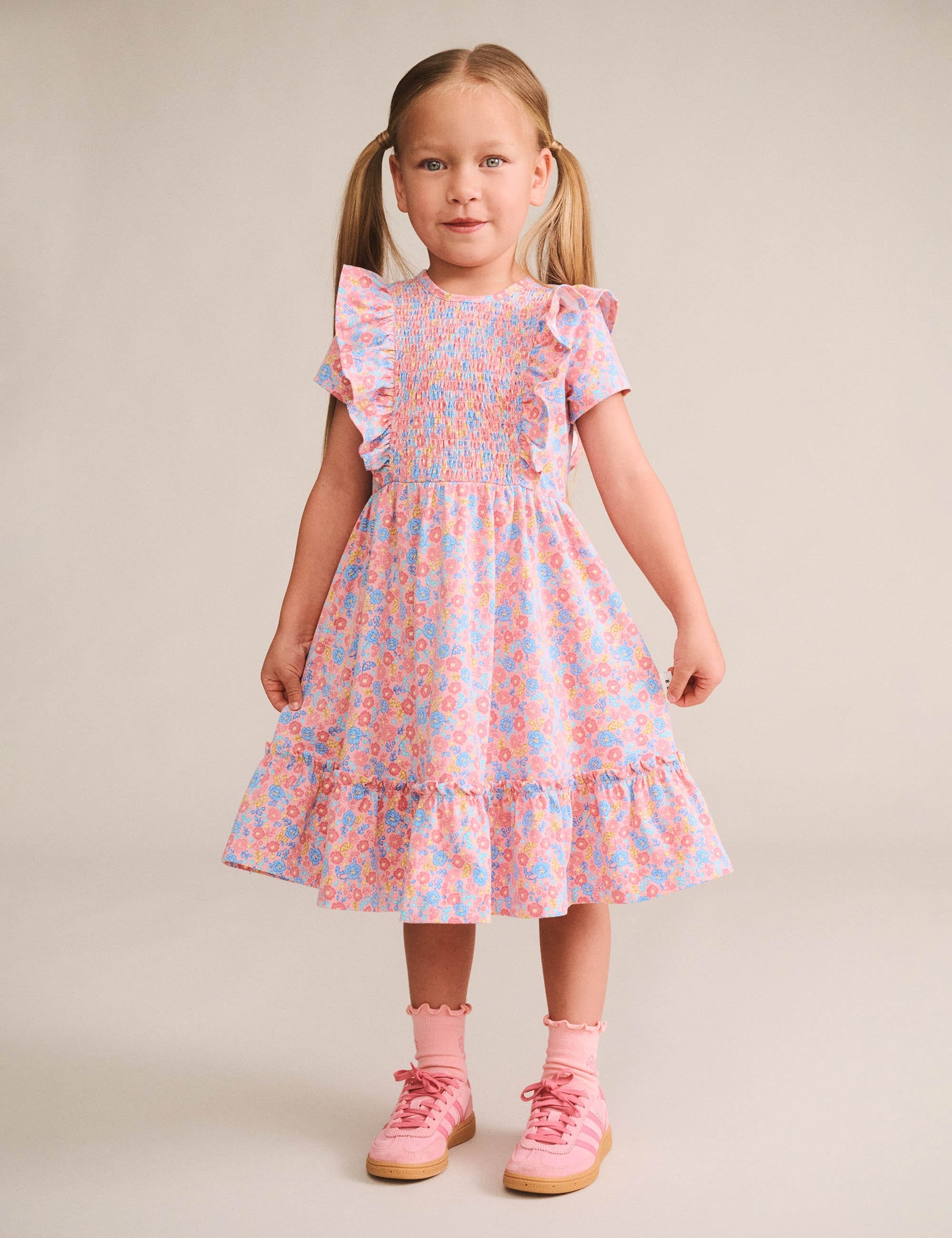 Vintage Floral Shirred S/Slv Dress DRESS Huxbaby Shopify