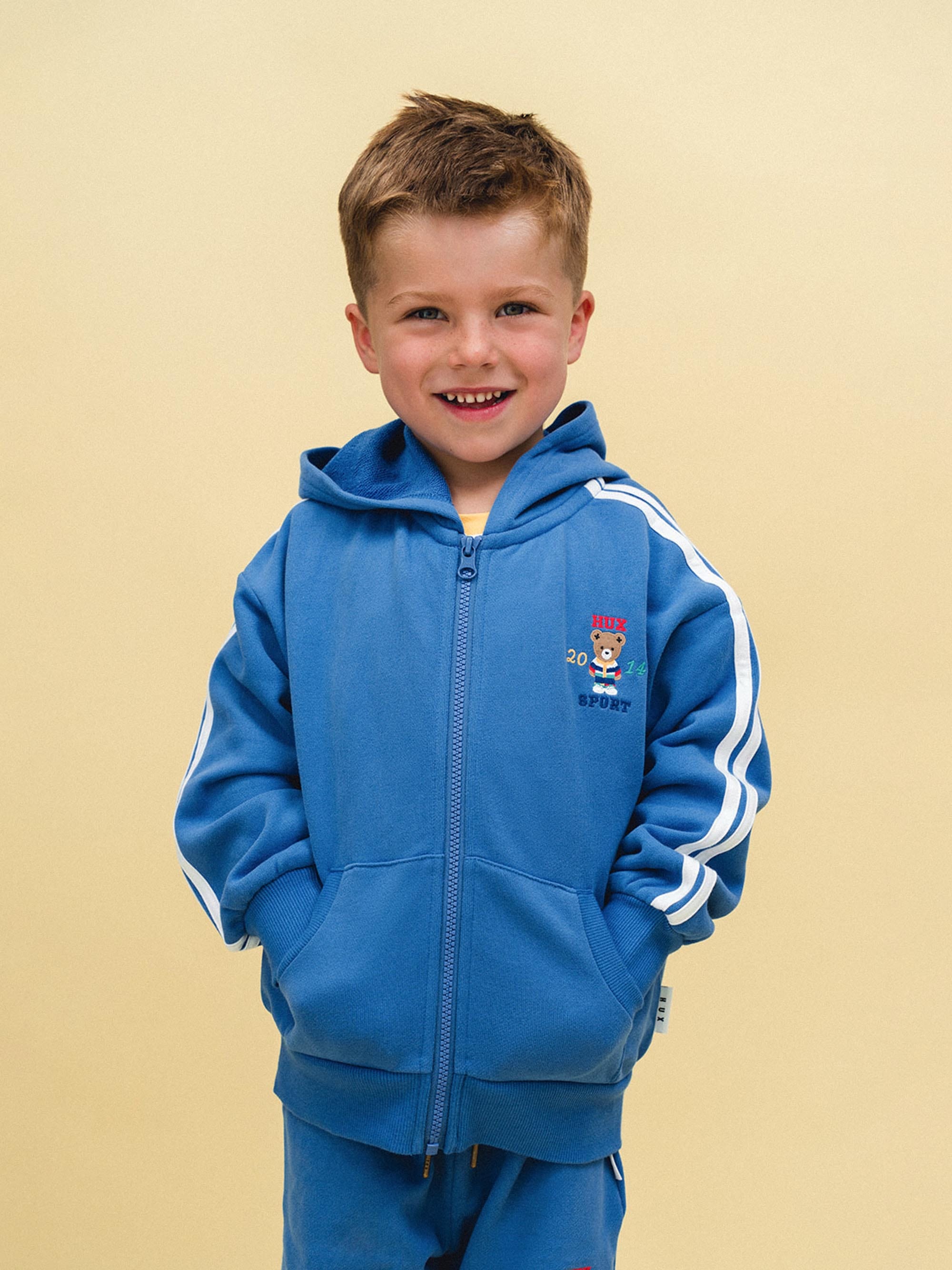 Heritage Blue Sports Zip Through SWEATSHIRT Huxbaby