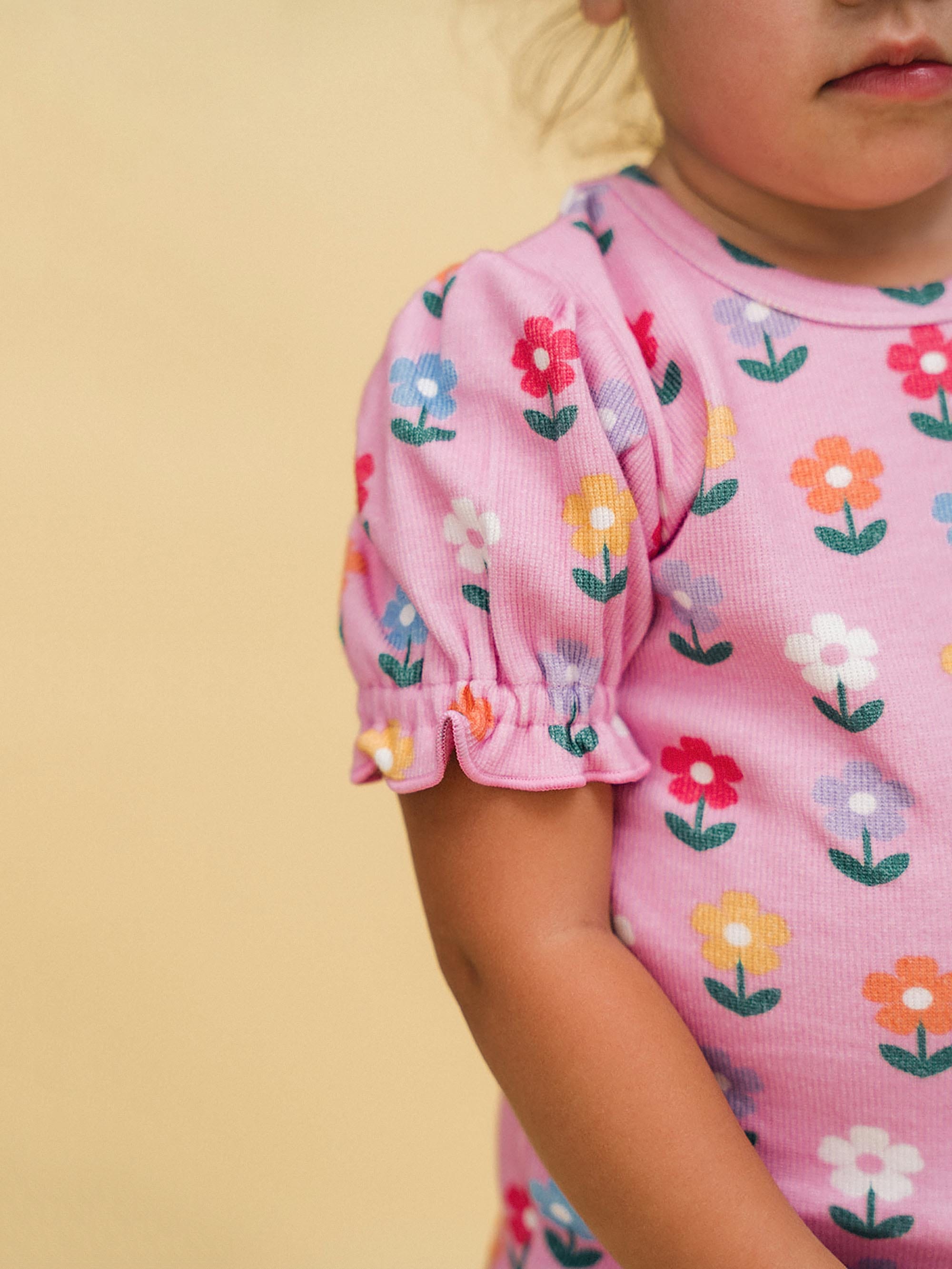 Multi Colour Daisy Rib Tee T-SHIRT Huxbaby