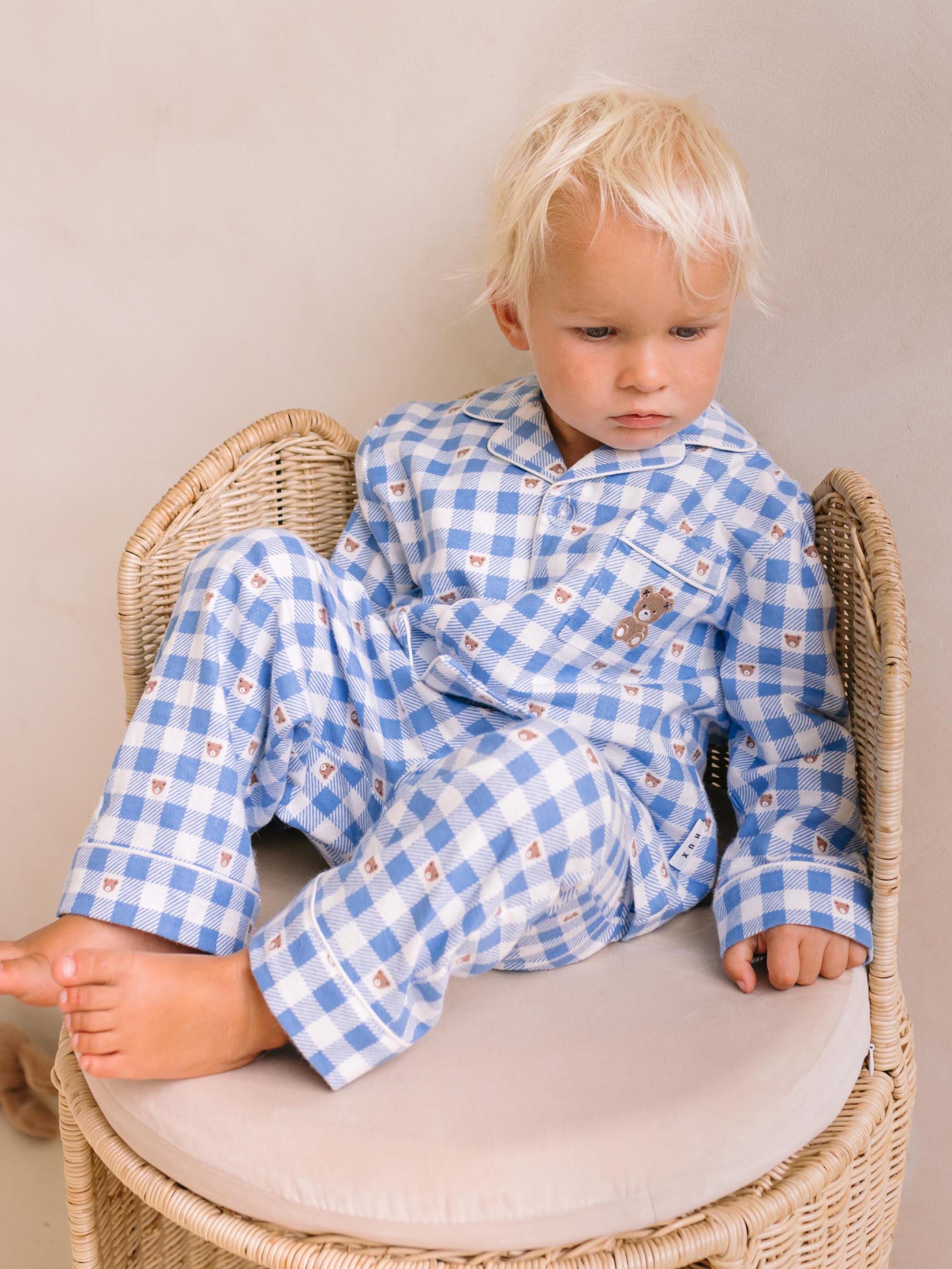 Hux Blue Check Snuggle Flannel PJ SLEEPWEAR Huxbaby