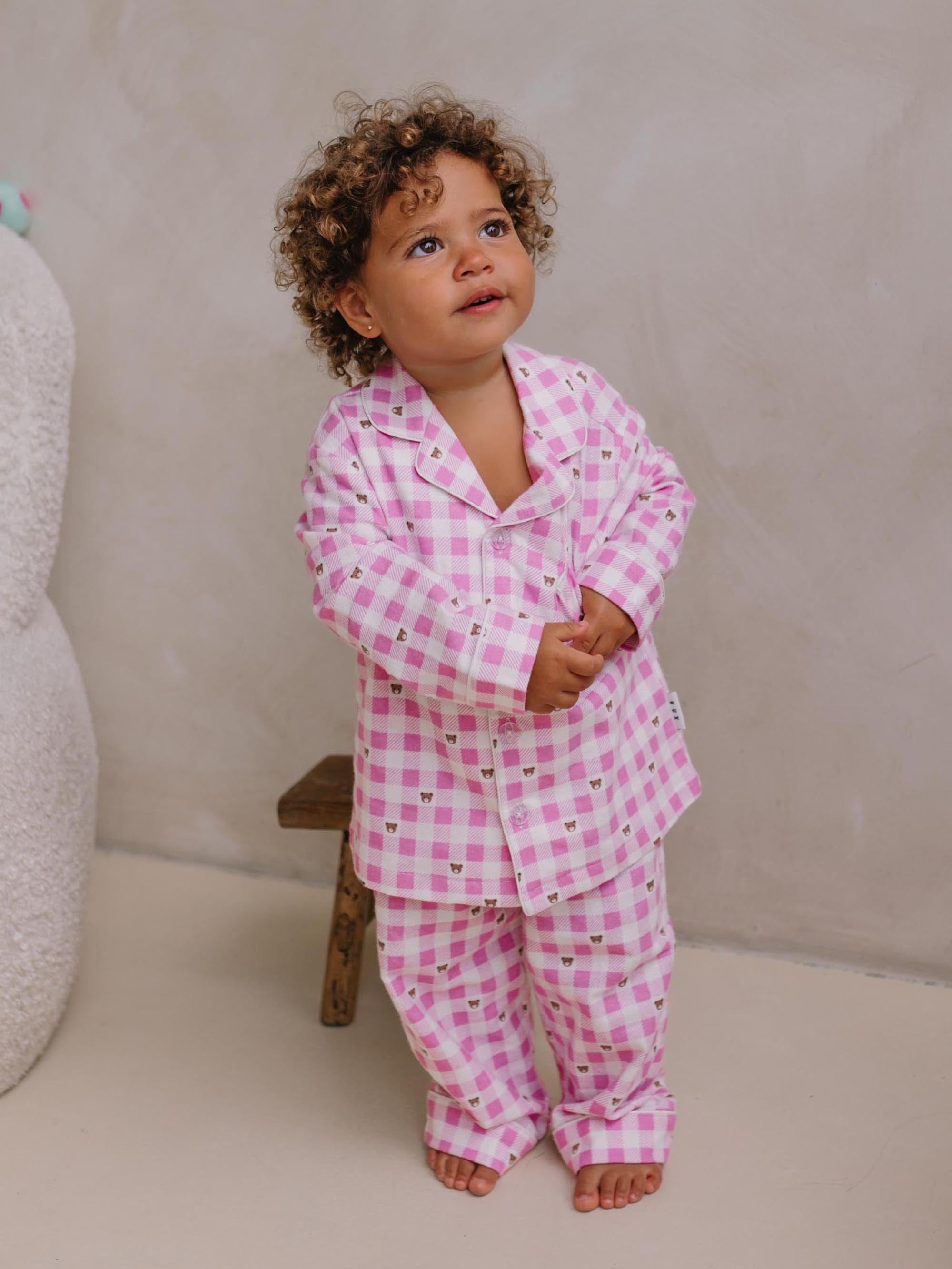Hux Pink Check Snuggle Flannel PJ SLEEPWEAR Huxbaby