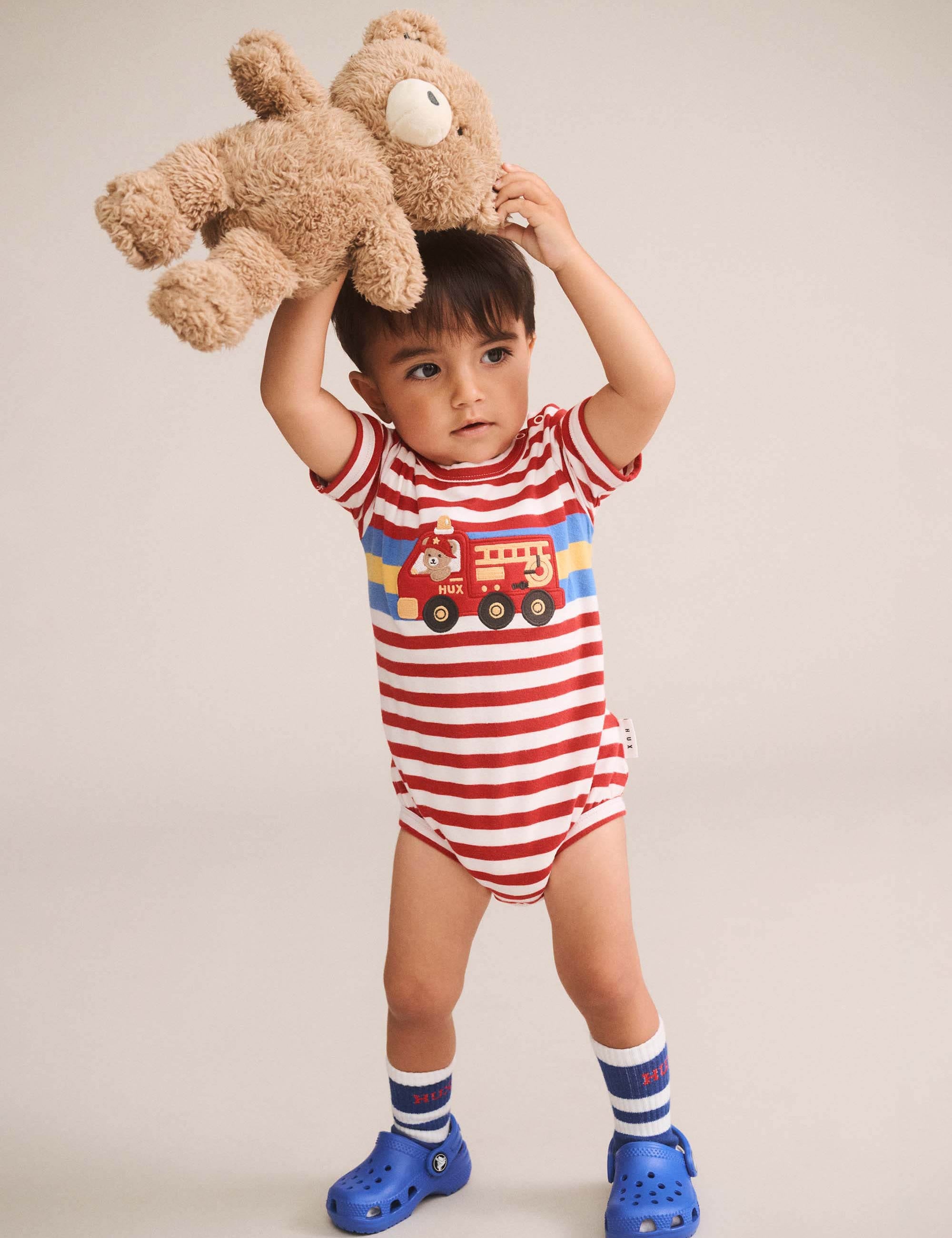Fireman Hux Stripe Romper ONESIE Huxbaby Shopify
