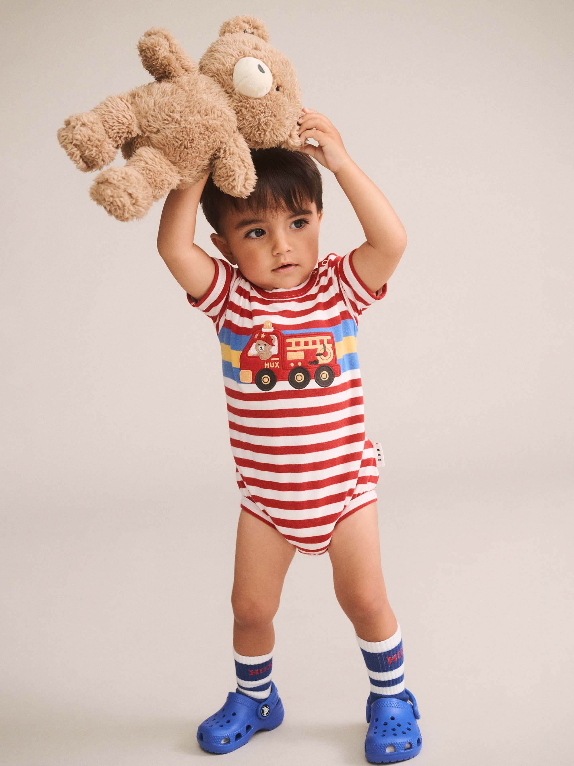 Fireman Hux Stripe Romper ONESIE Huxbaby Shopify