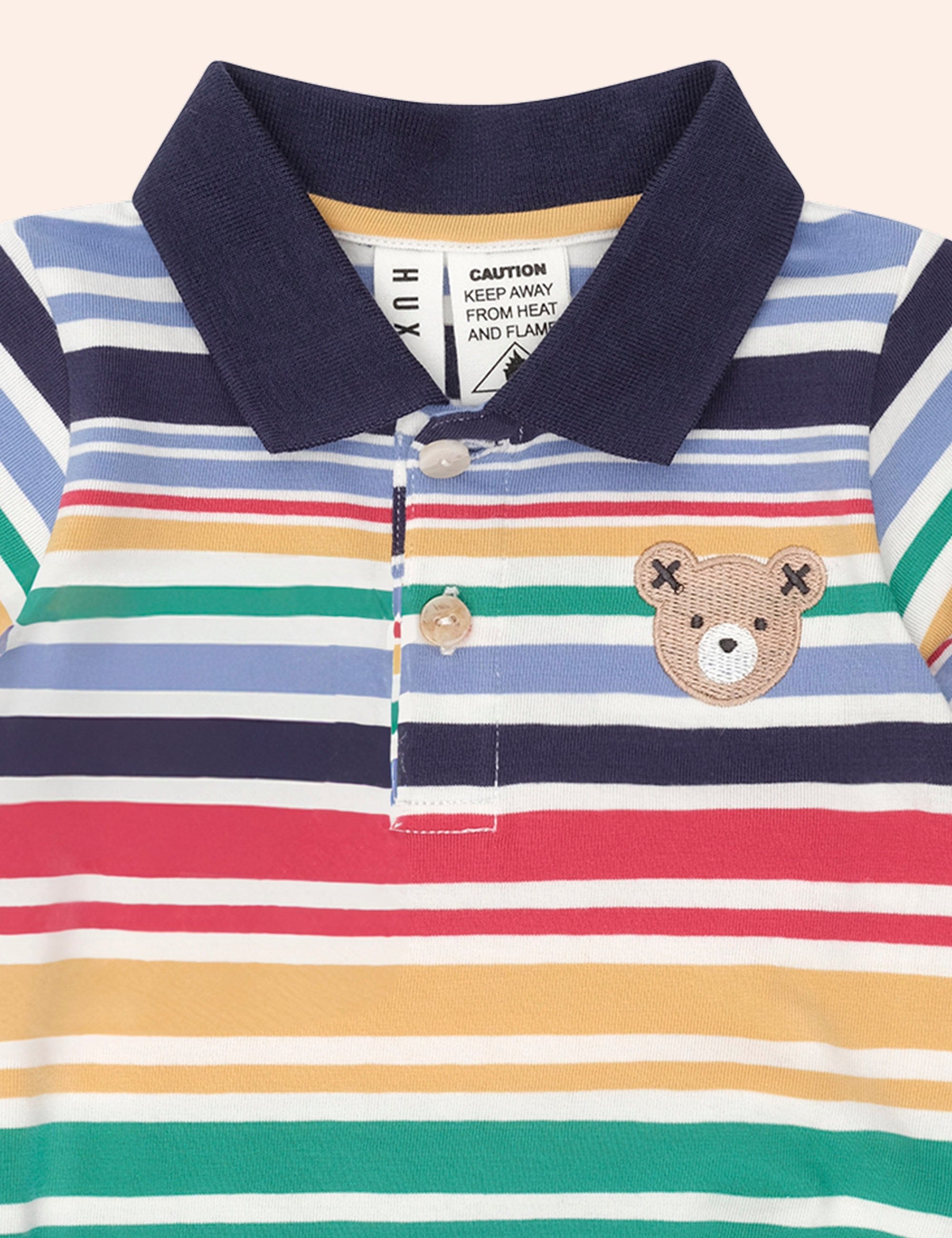 Rainbow Stripe Polo Romper ROMPER Huxbaby