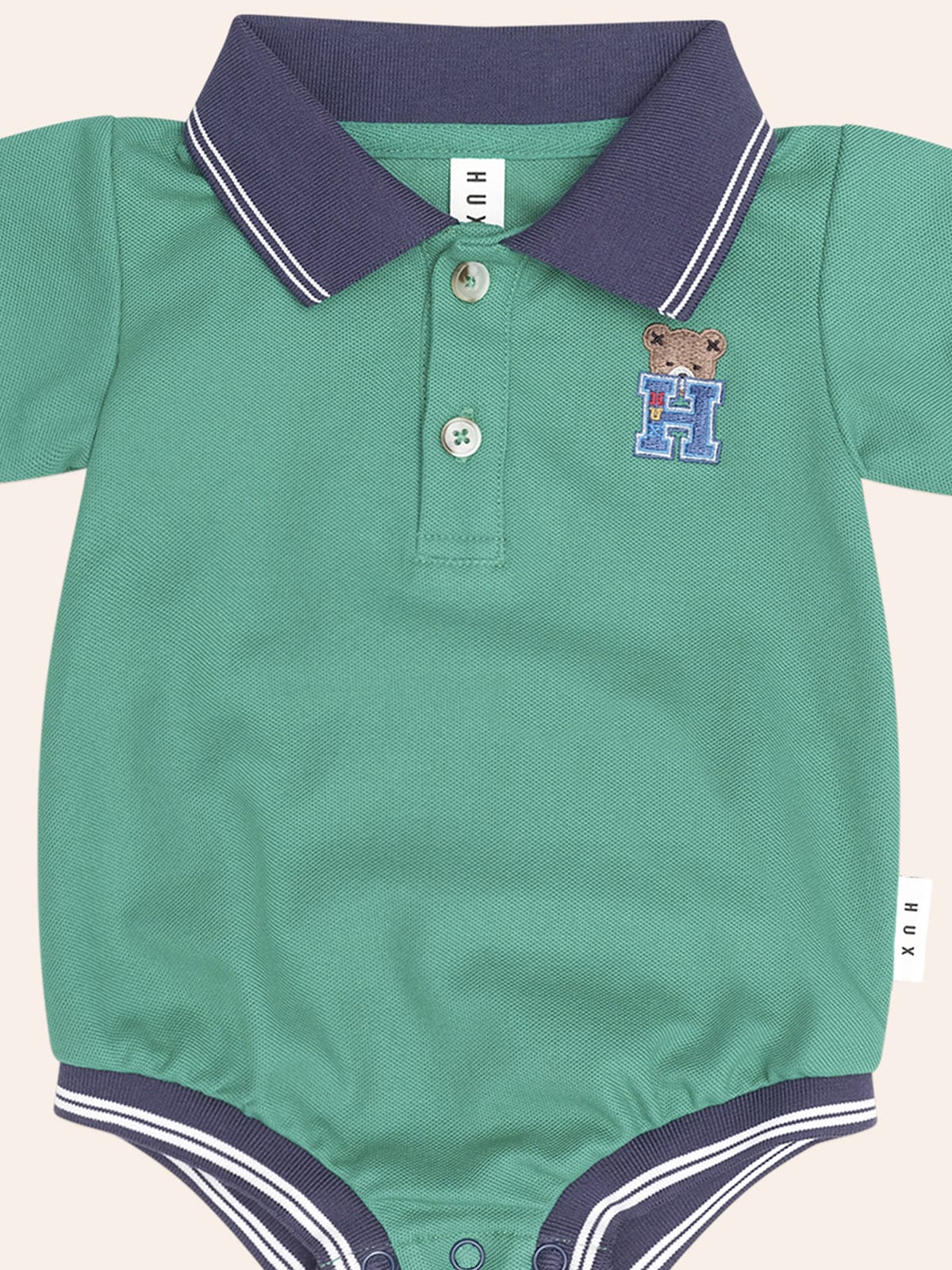 Collegiate Hux Pique Polo Romper ONESIE Huxbaby Shopify
