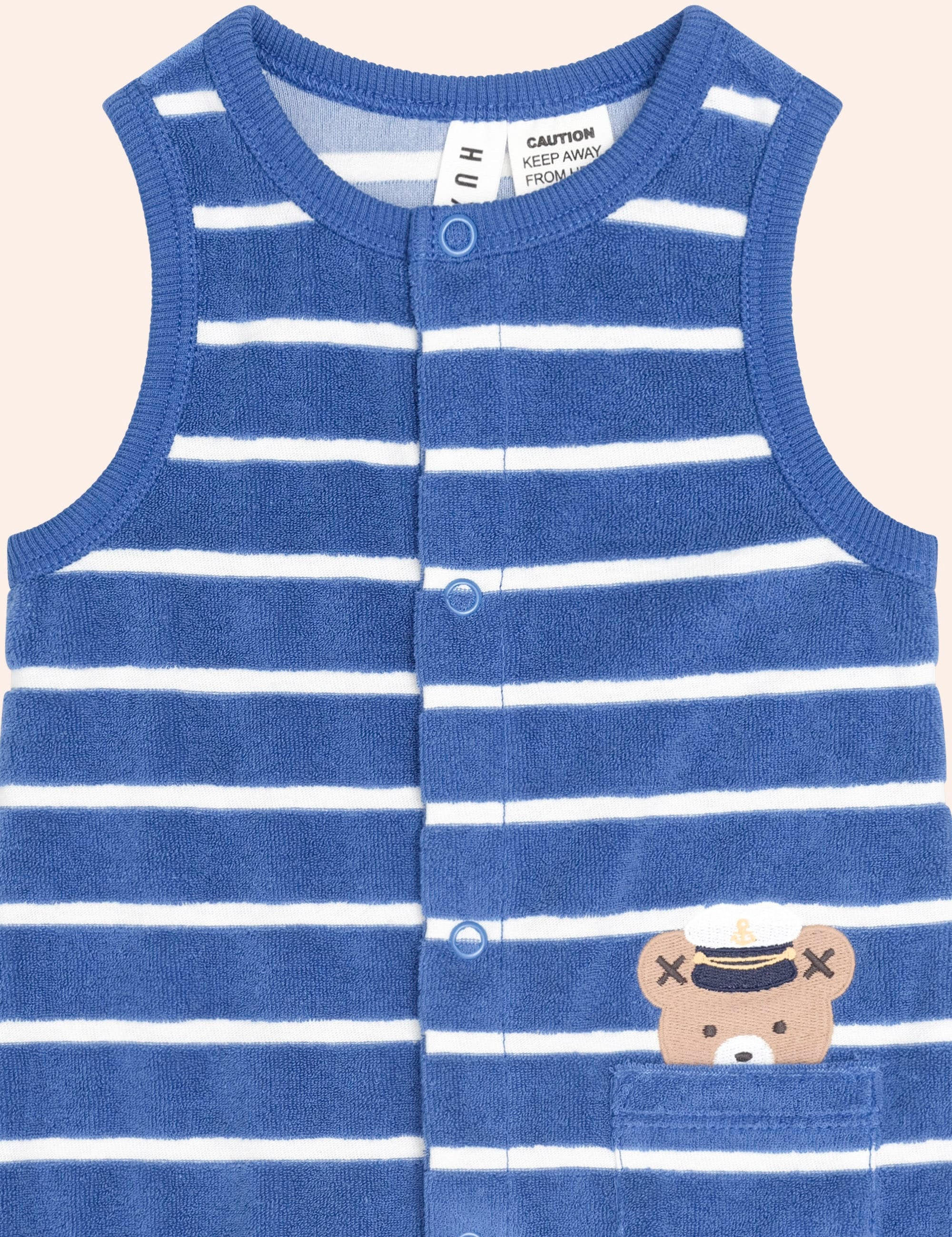 Nautical Peekaboo Hux Towelling Romper ONESIE Huxbaby Shopify
