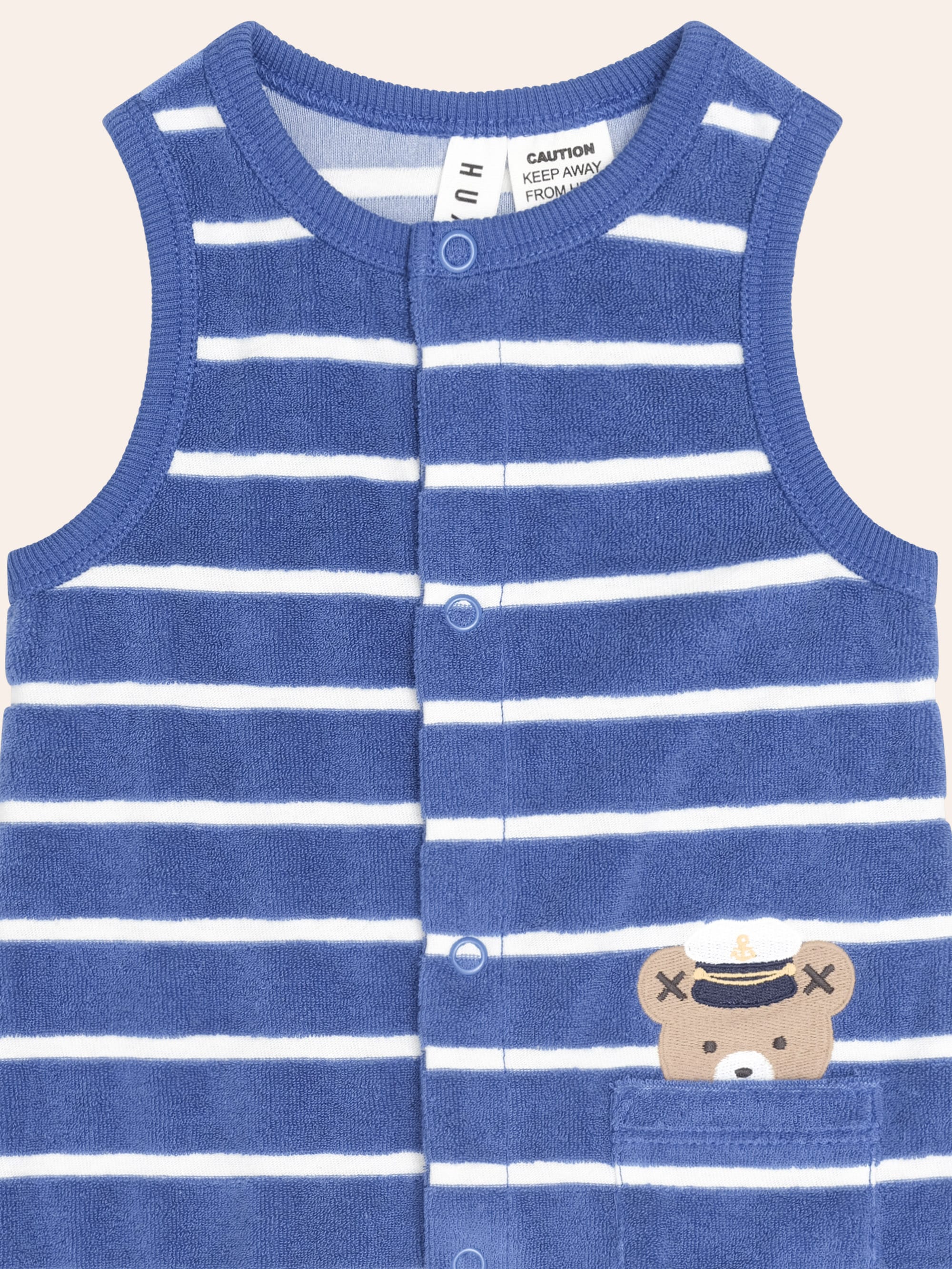 Nautical Peekaboo Hux Towelling Romper ONESIE Huxbaby Shopify