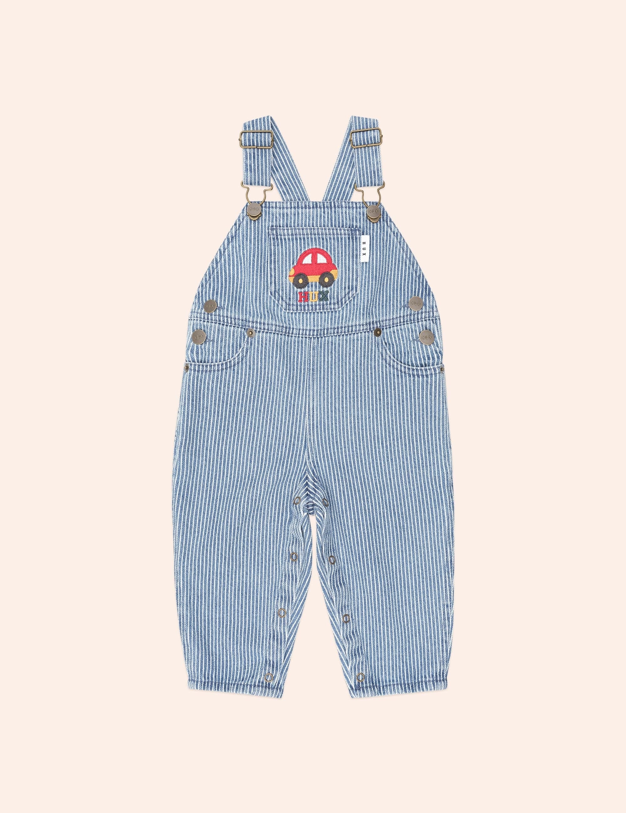 Car Denim Stripe Overalls OVERALL Huxbaby