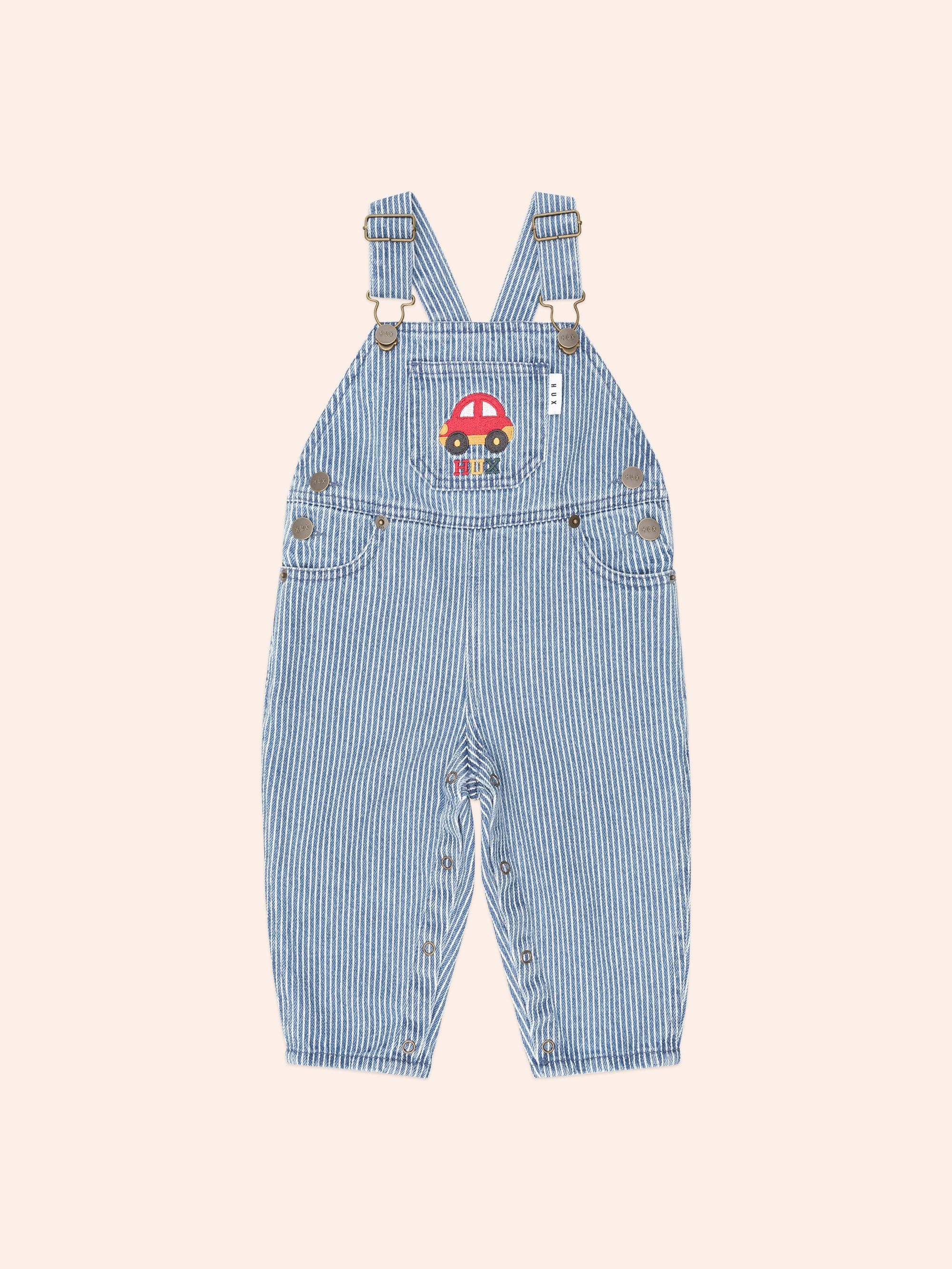 Car Denim Stripe Overalls OVERALL Huxbaby