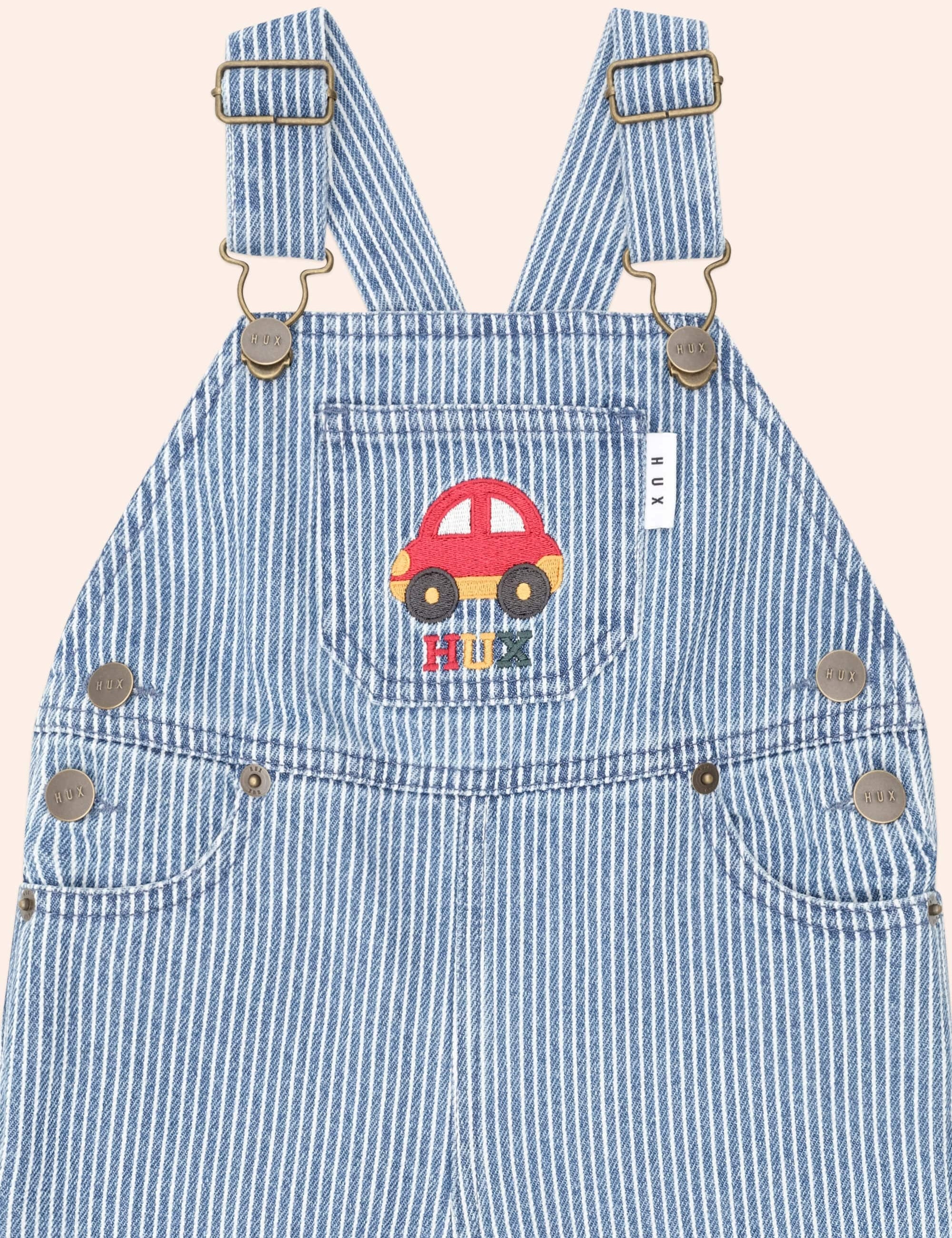 Car Denim Stripe Overalls OVERALL Huxbaby