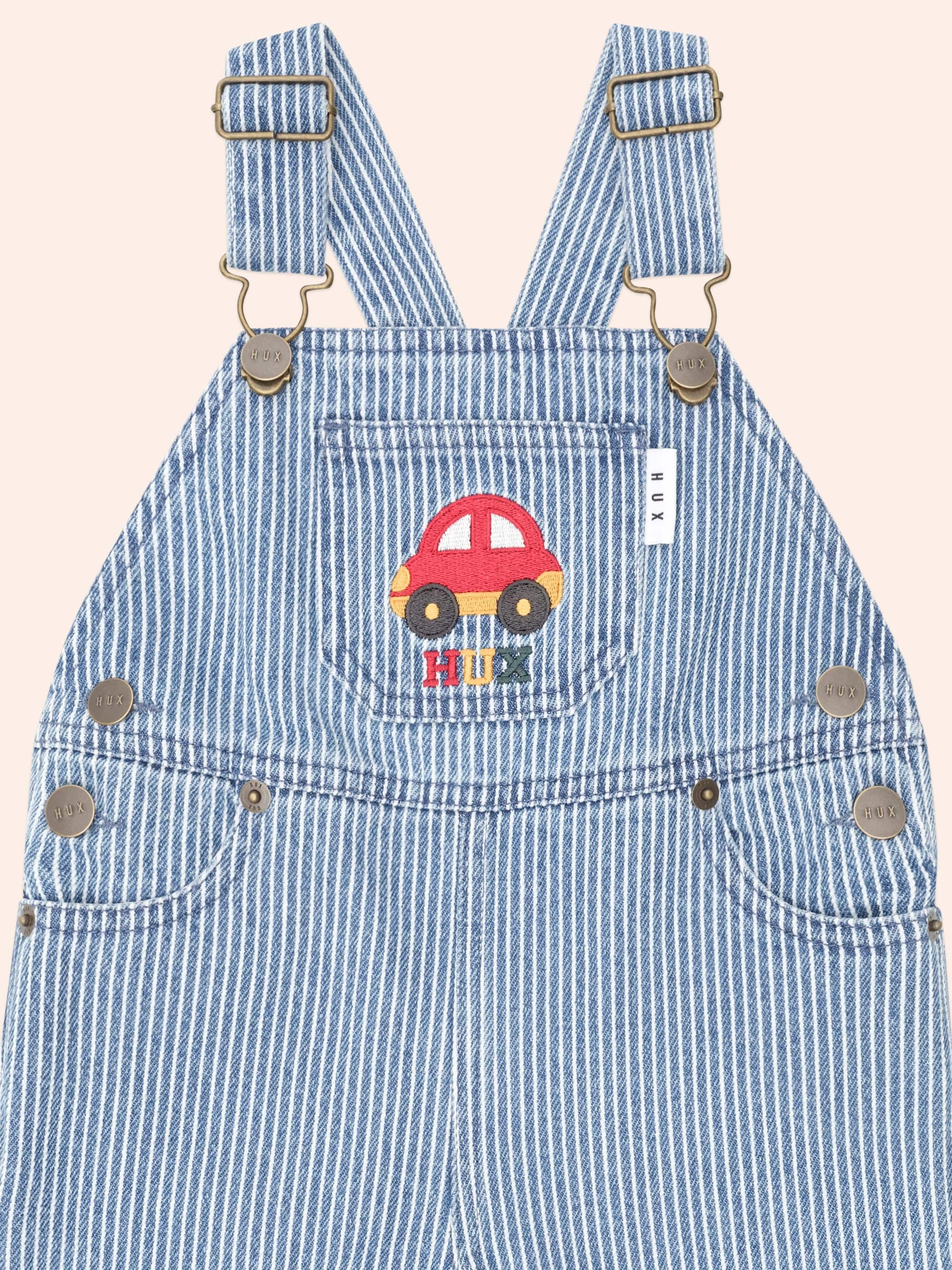 Car Denim Stripe Overalls OVERALL Huxbaby