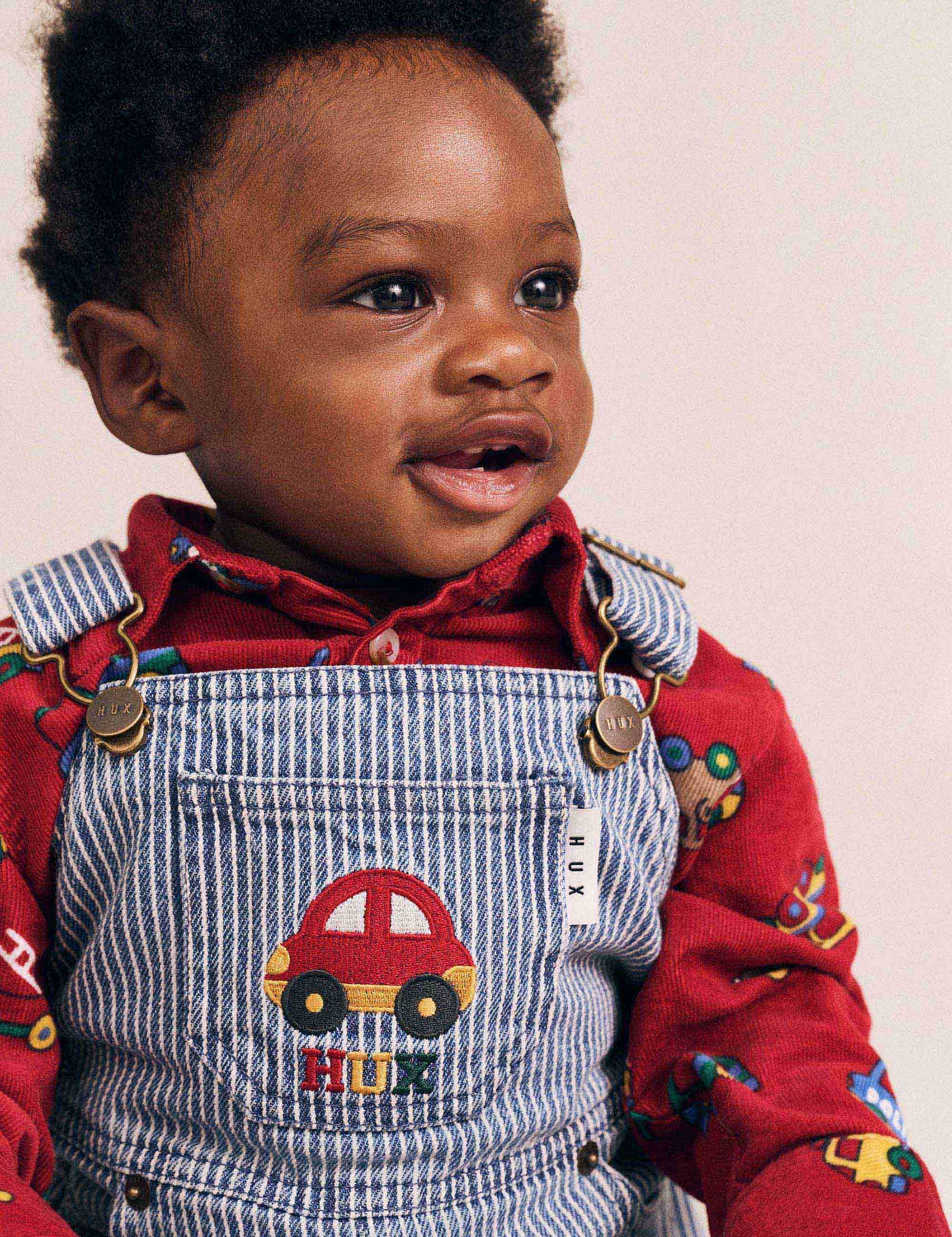 Car Denim Stripe Overalls OVERALL Huxbaby