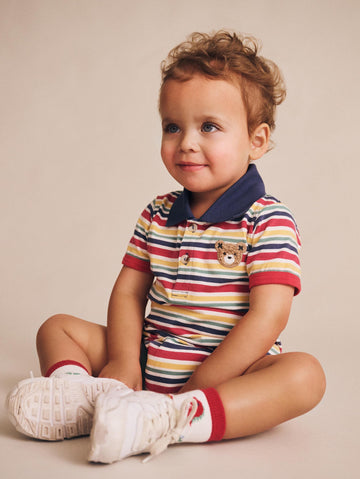 Preppy Polo Romper ROMPER Huxbaby