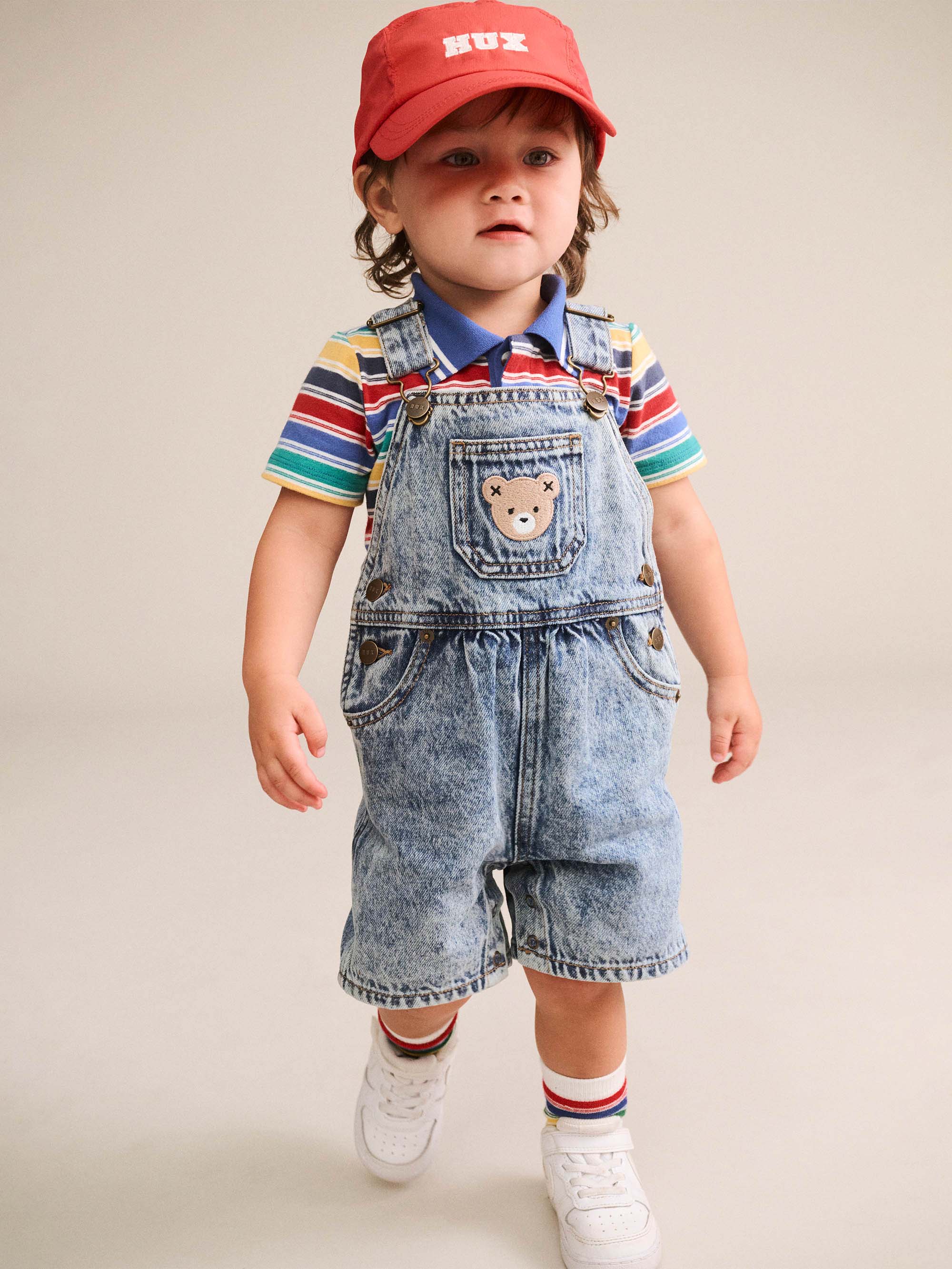 Huxbaby Shopify TOP SL Vintage Stripe Hux Emb Polo