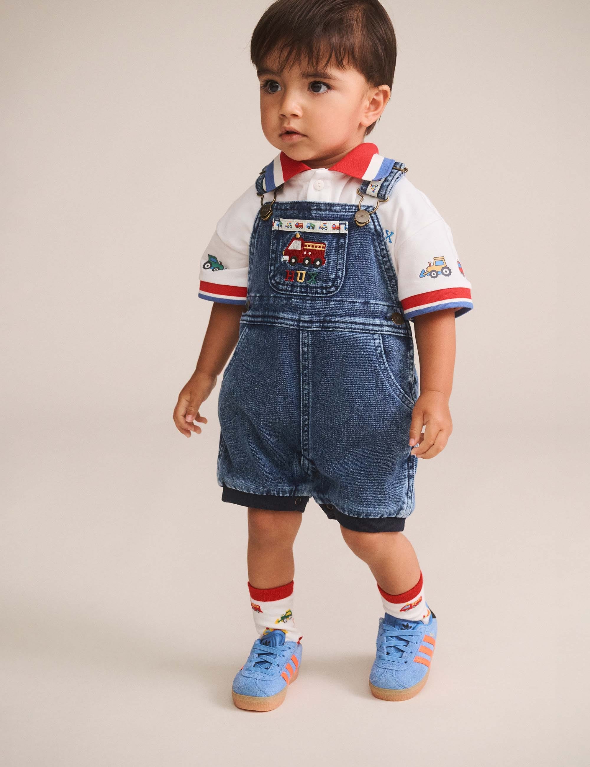 Construction Hux Knit Romper SHORTALL Huxbaby Shopify