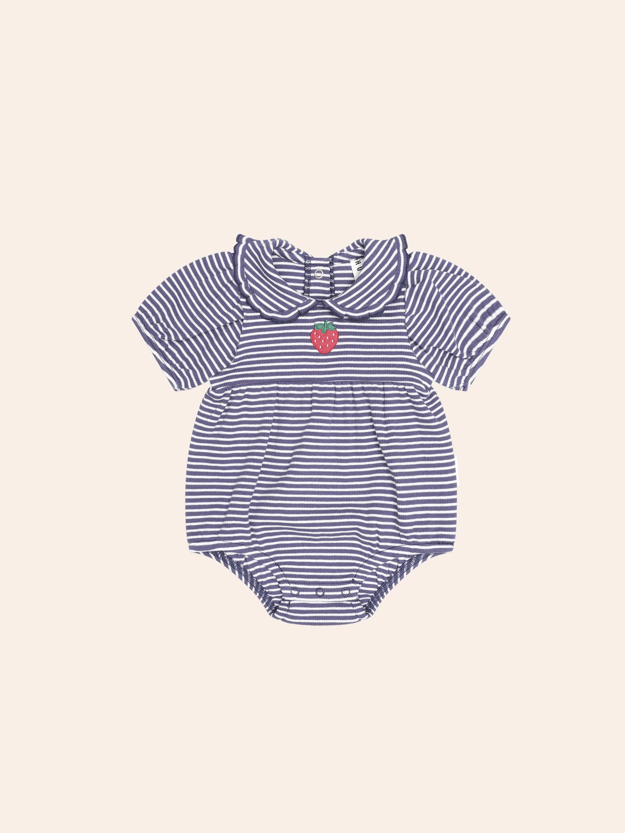 Ink Stripe Rib Collar Romper ONESIE Huxbaby Shopify
