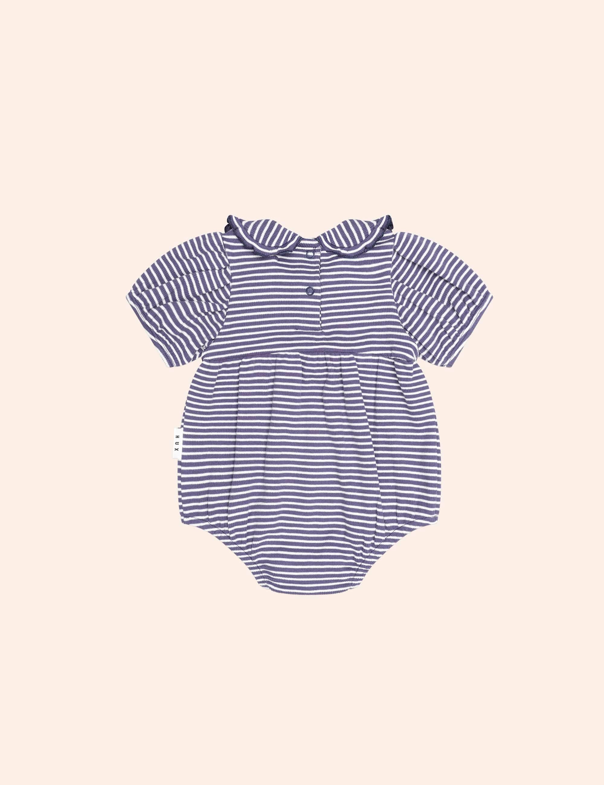 Ink Stripe Rib Collar Romper ONESIE Huxbaby Shopify