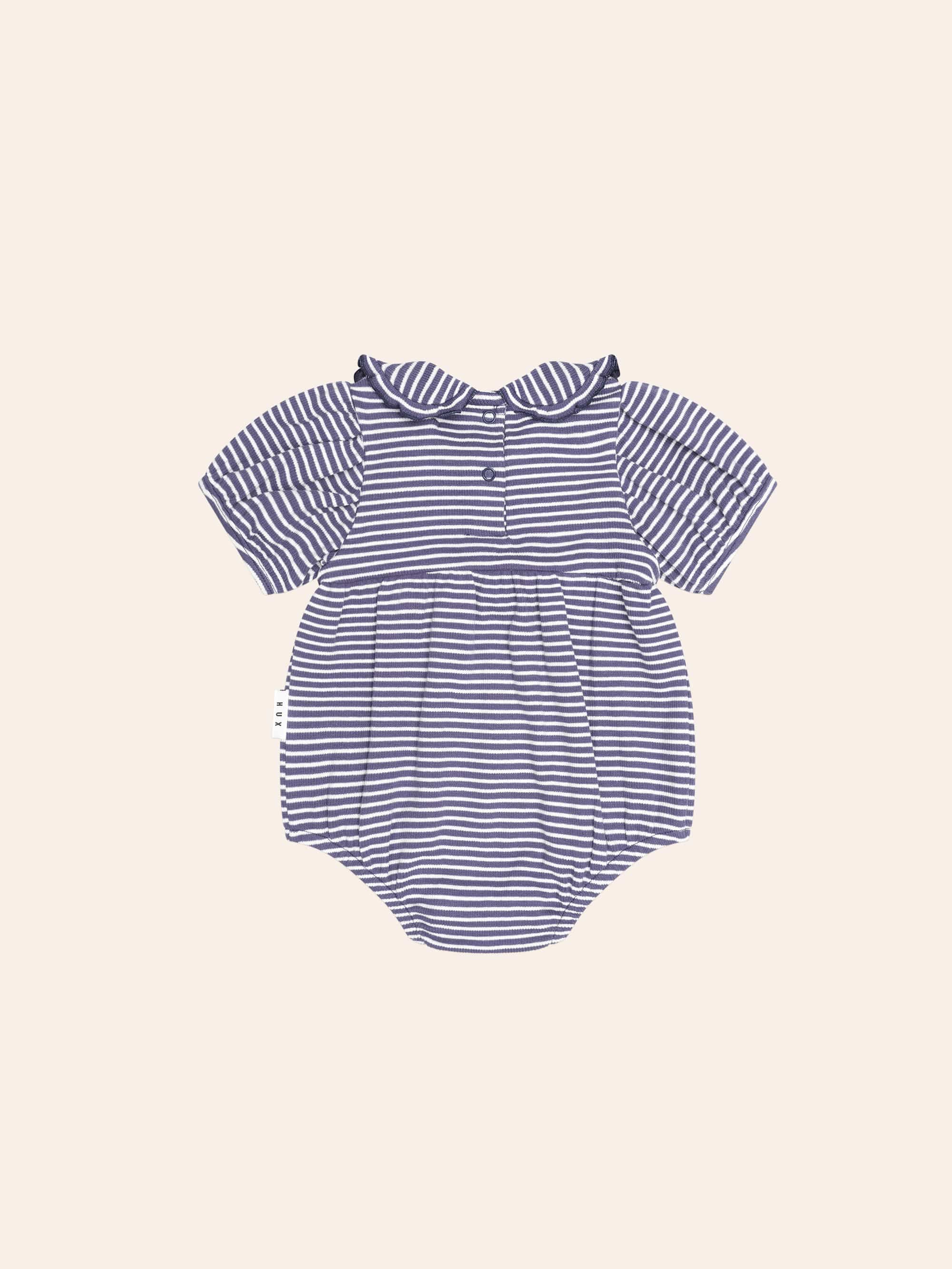 Ink Stripe Rib Collar Romper ONESIE Huxbaby Shopify