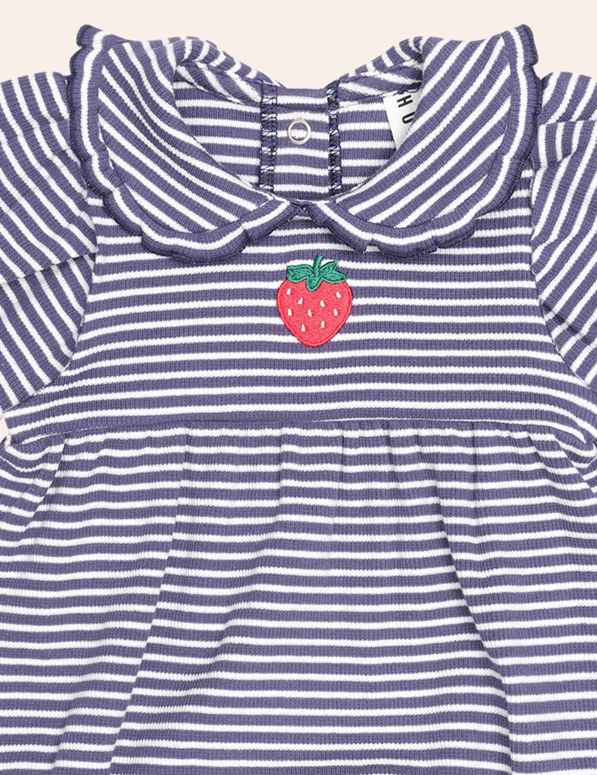 Ink Stripe Rib Collar Romper ONESIE Huxbaby Shopify