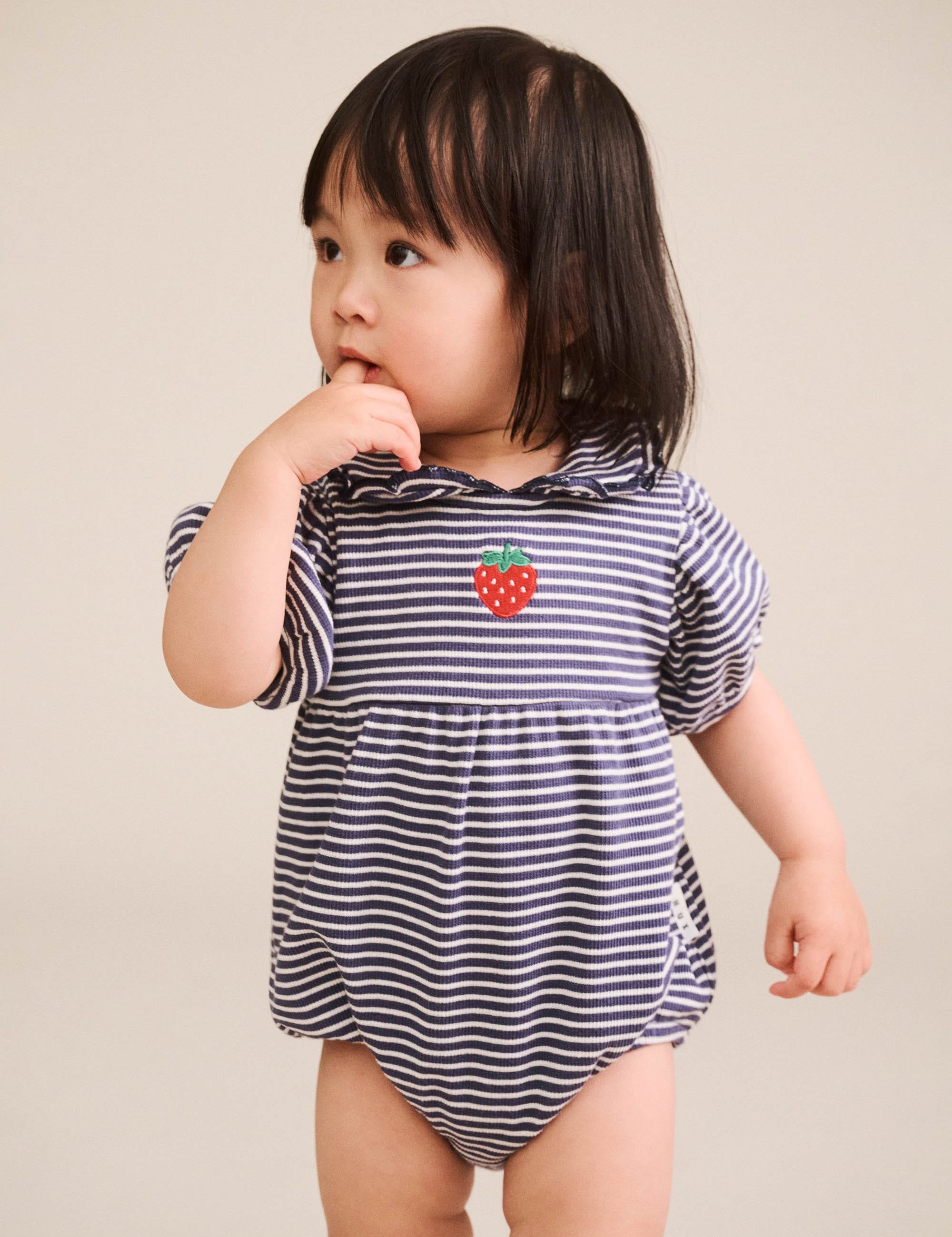 Ink Stripe Rib Collar Romper ONESIE Huxbaby Shopify