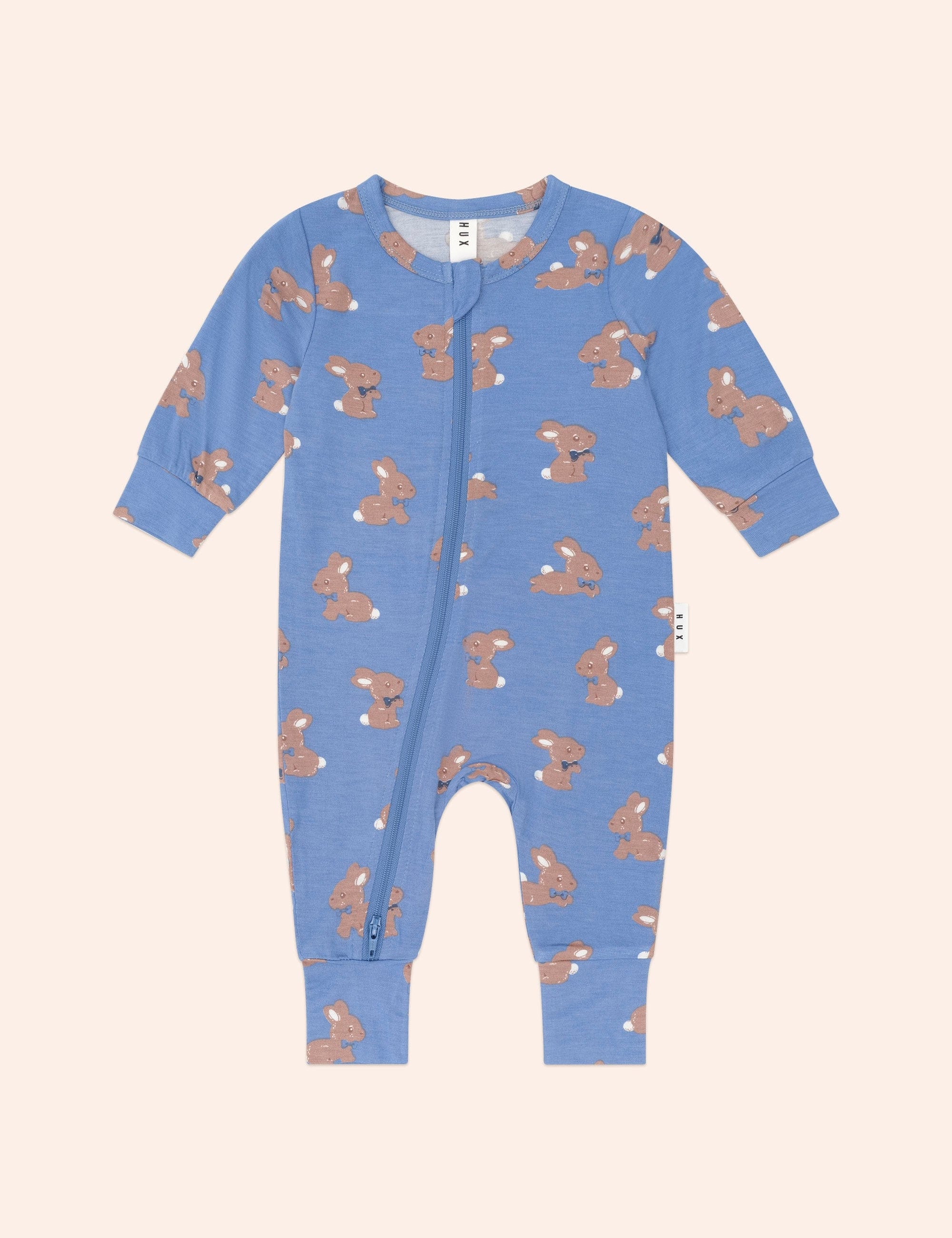 Vintage Blue Bunny Zip Romper ROMPER Huxbaby