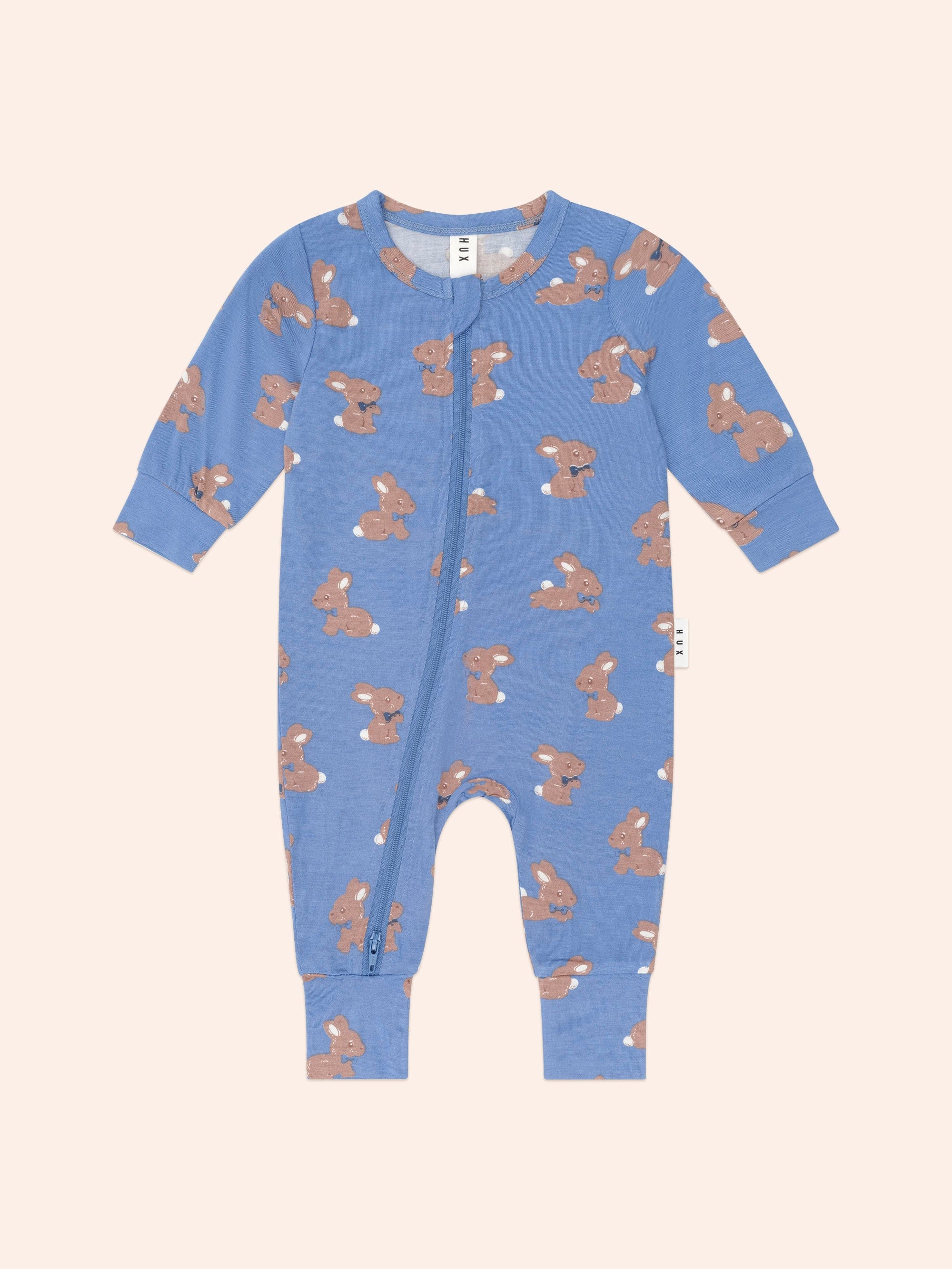 Vintage Blue Bunny Zip Romper ROMPER Huxbaby