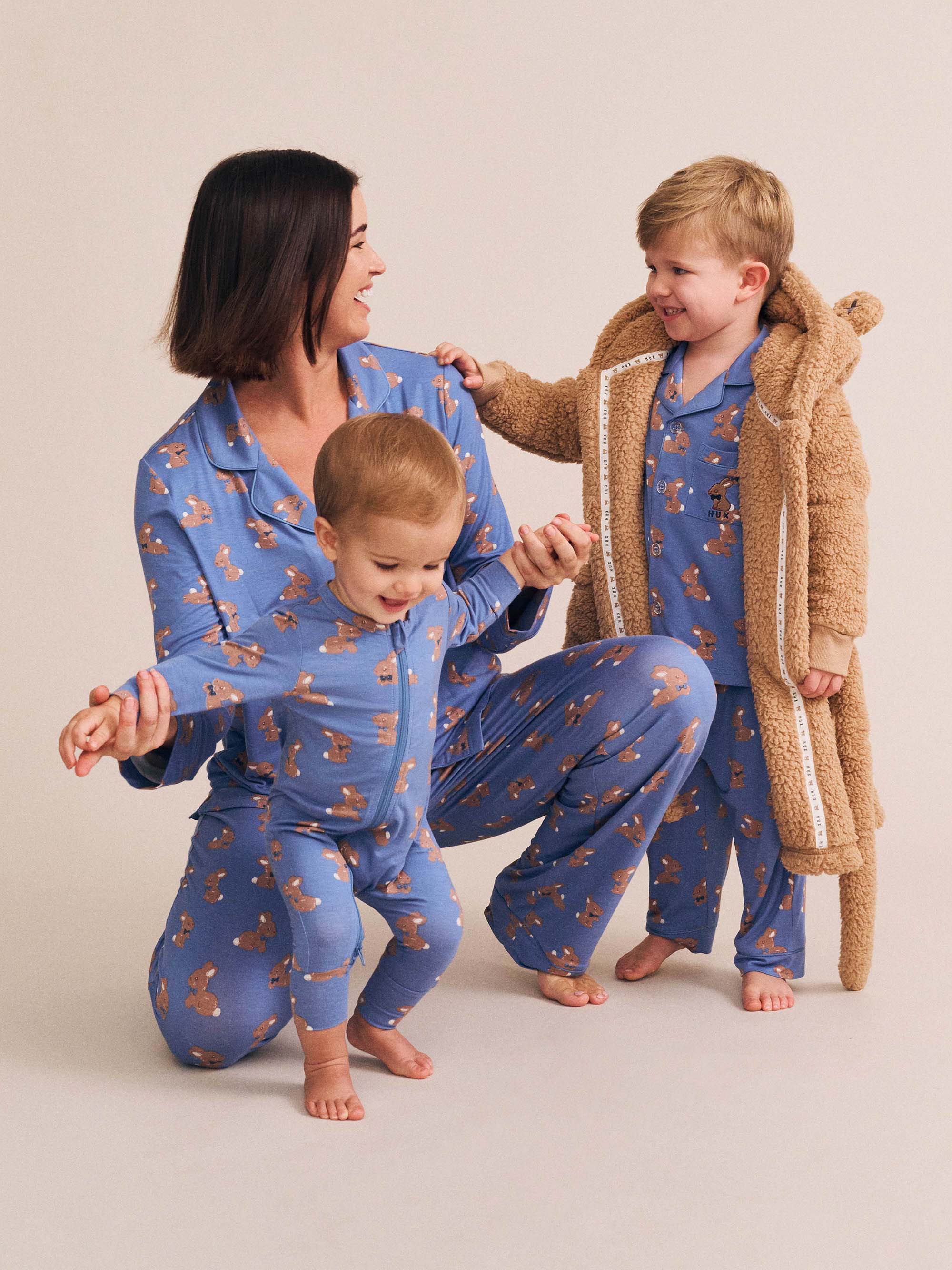 Vintage Blue Bunny Zip Romper ROMPER Huxbaby