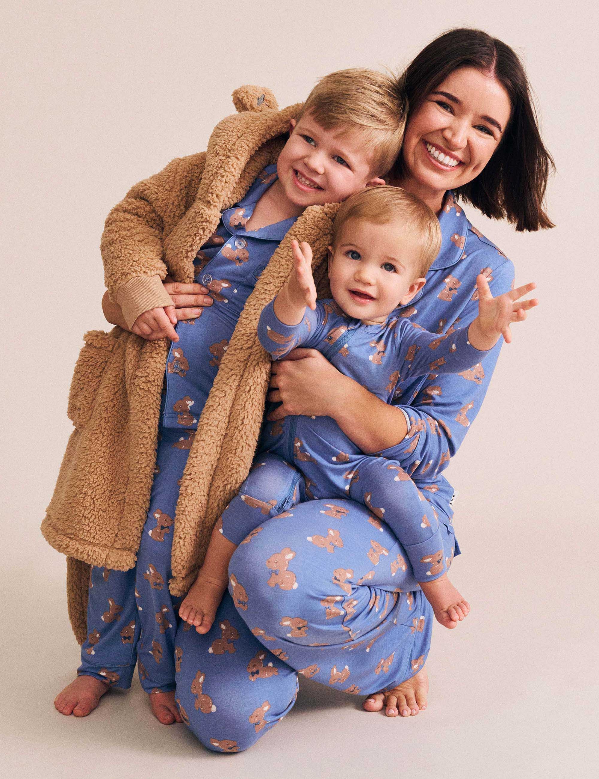 Vintage Blue Bunny Zip Romper ROMPER Huxbaby