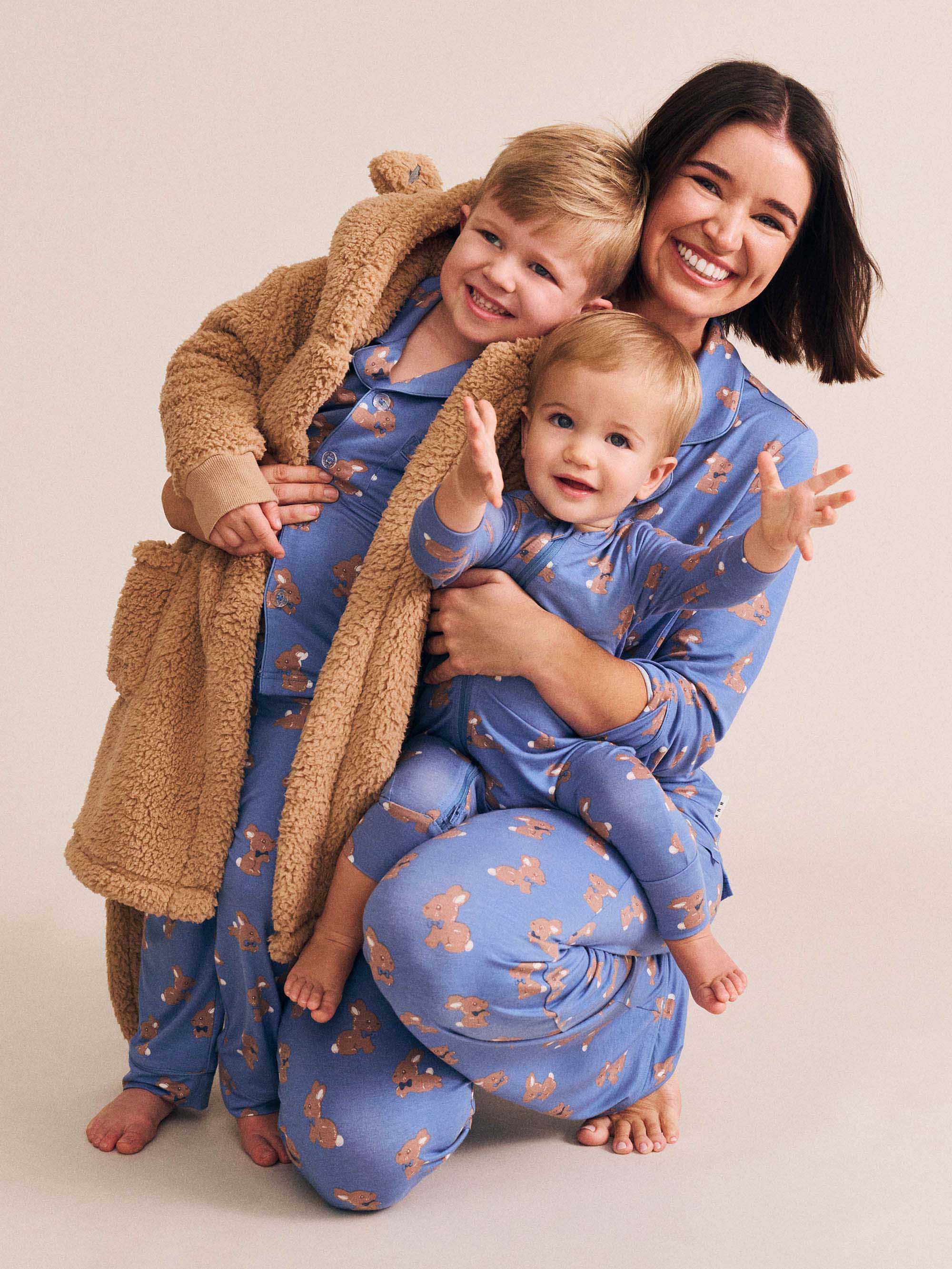 Vintage Blue Bunny Zip Romper ROMPER Huxbaby