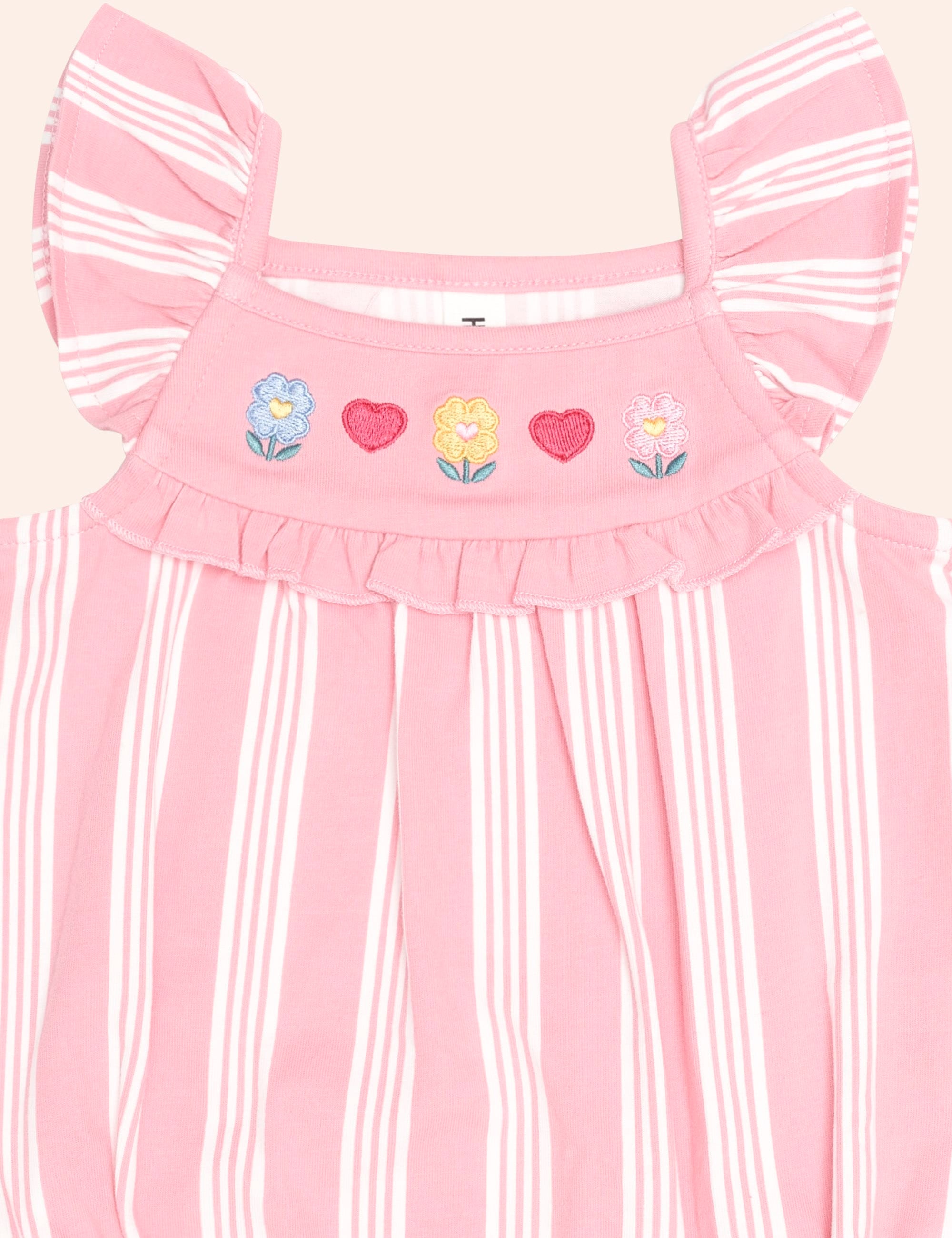 Floral Emb Stripe Playsuit PLAYSUIT Huxbaby Shopify