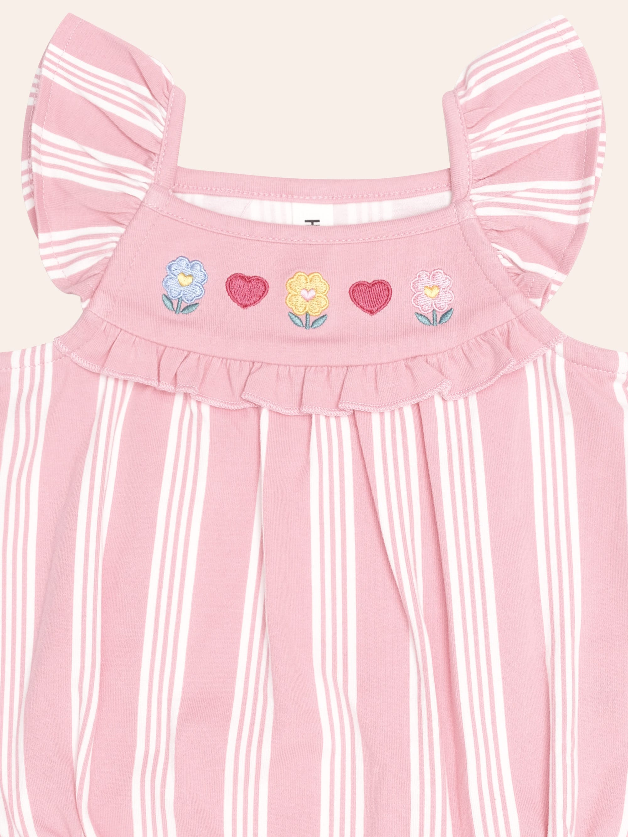 Floral Emb Stripe Playsuit PLAYSUIT Huxbaby Shopify