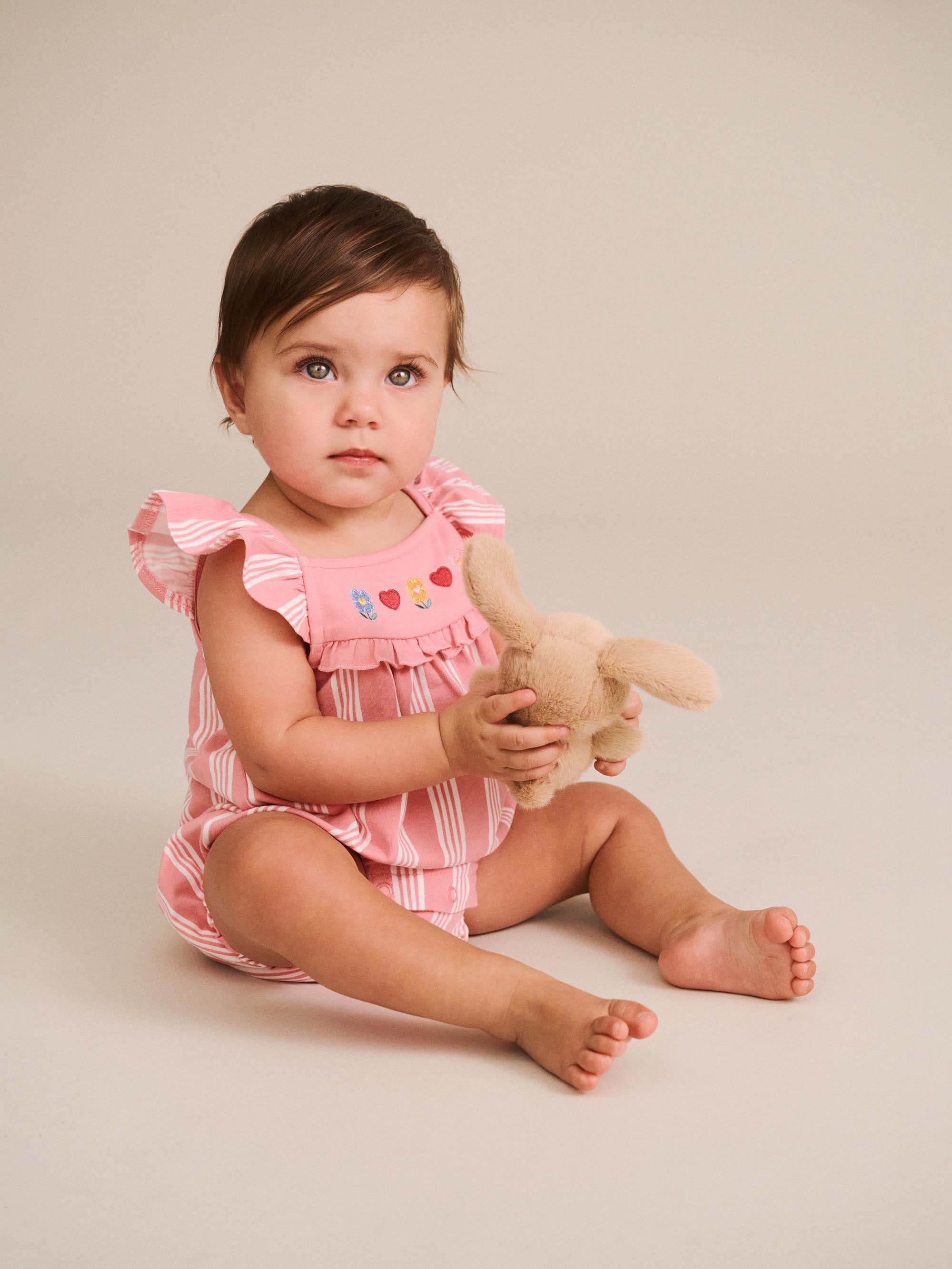 Floral Emb Stripe Playsuit PLAYSUIT Huxbaby Shopify