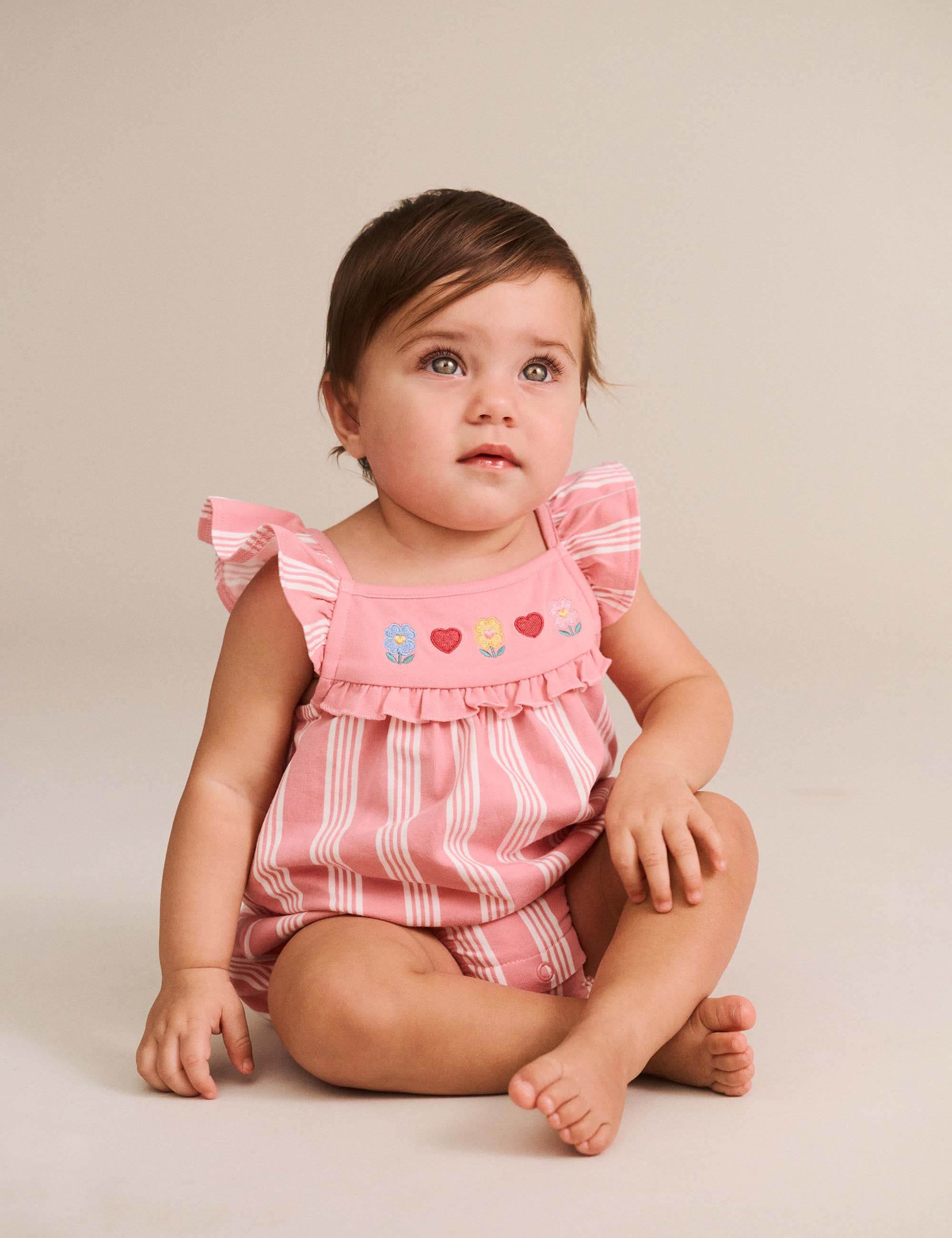 Floral Emb Stripe Playsuit PLAYSUIT Huxbaby Shopify