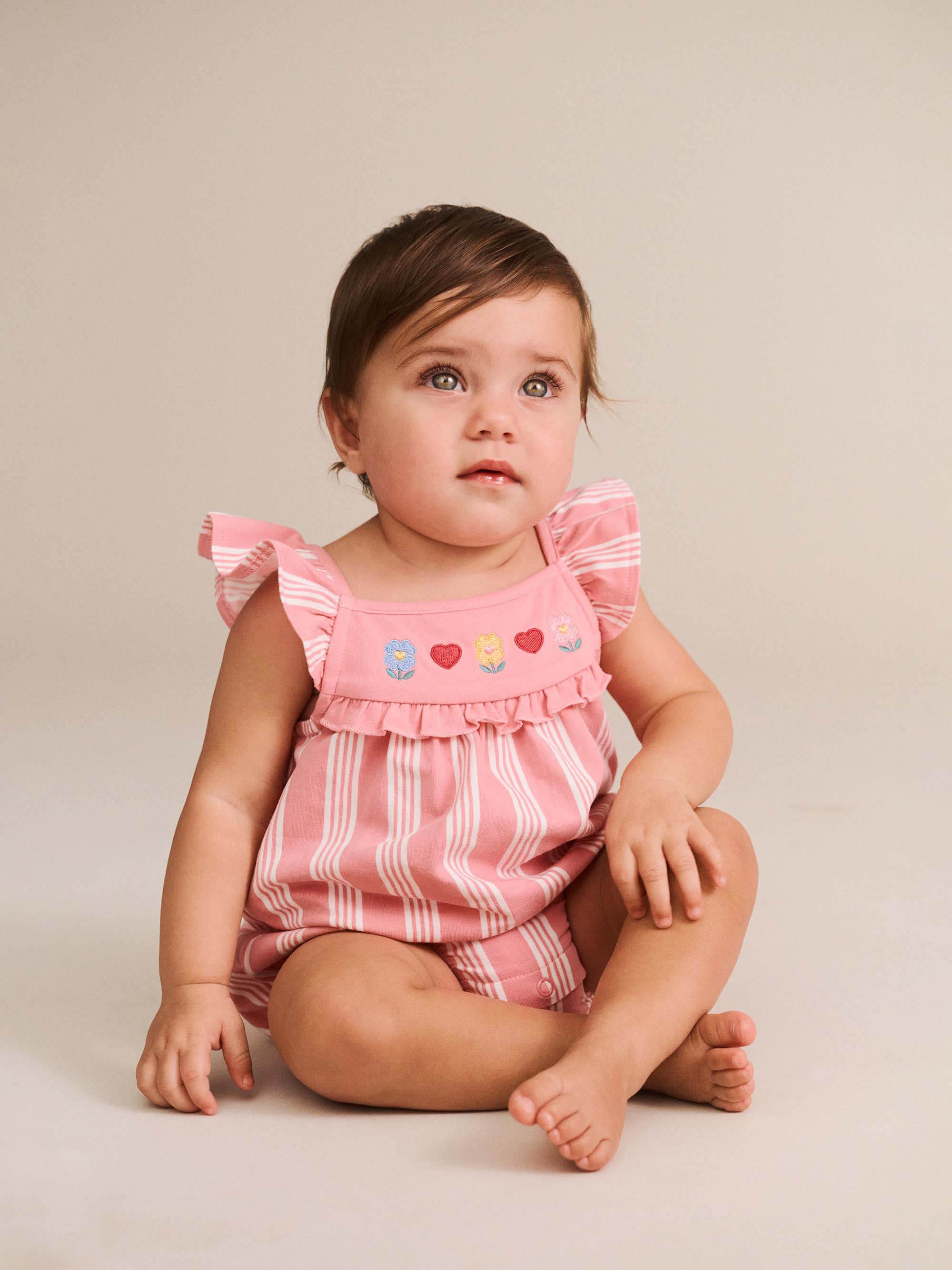 Floral Emb Stripe Playsuit PLAYSUIT Huxbaby Shopify