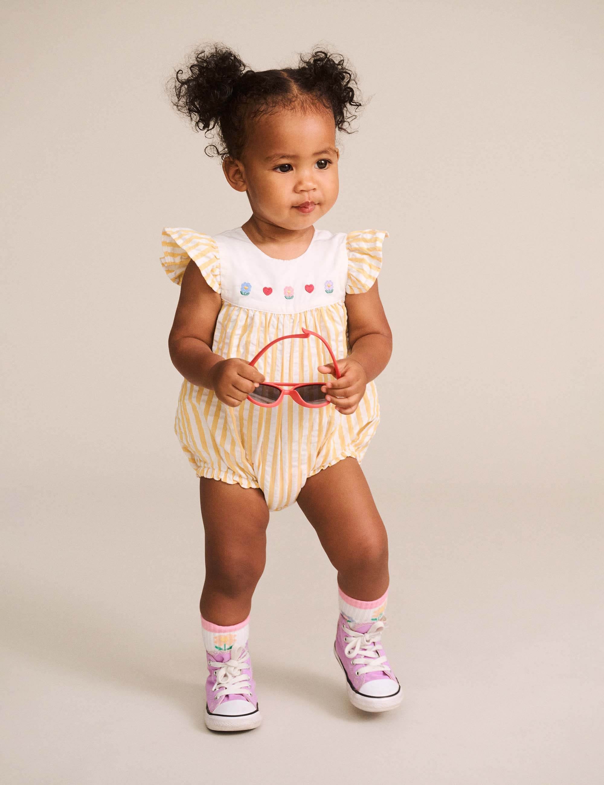 Flower Field Stripe Playsuit PLAYSUIT Huxbaby Shopify