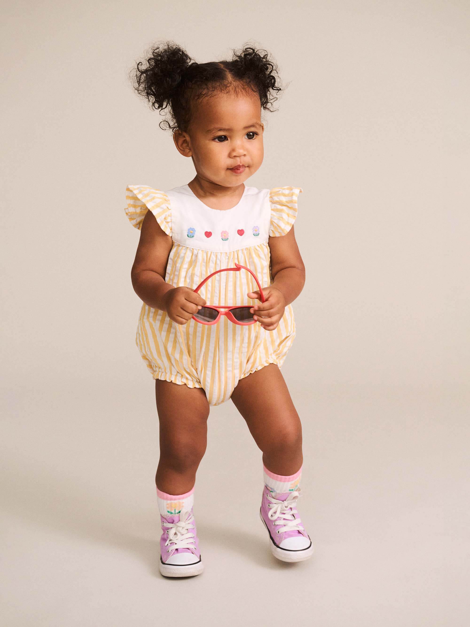 Flower Field Stripe Playsuit PLAYSUIT Huxbaby Shopify