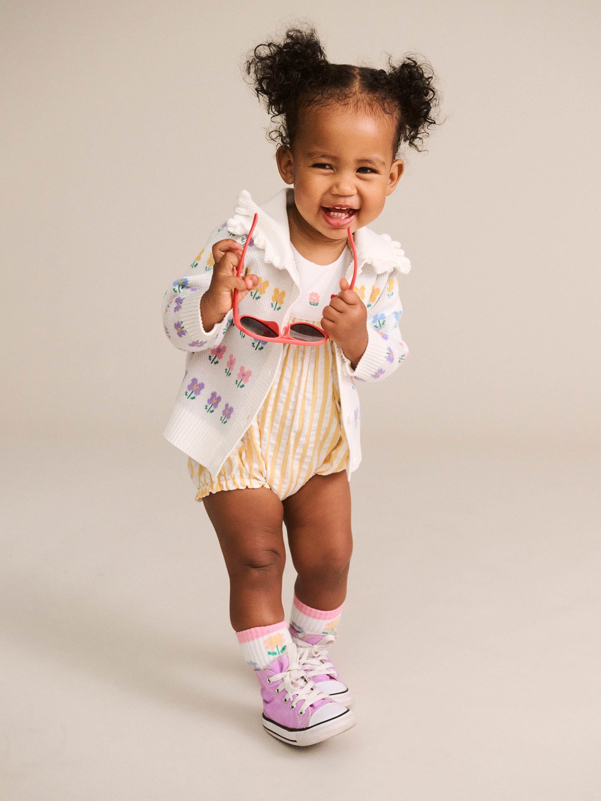 Flower Field Stripe Playsuit PLAYSUIT Huxbaby Shopify