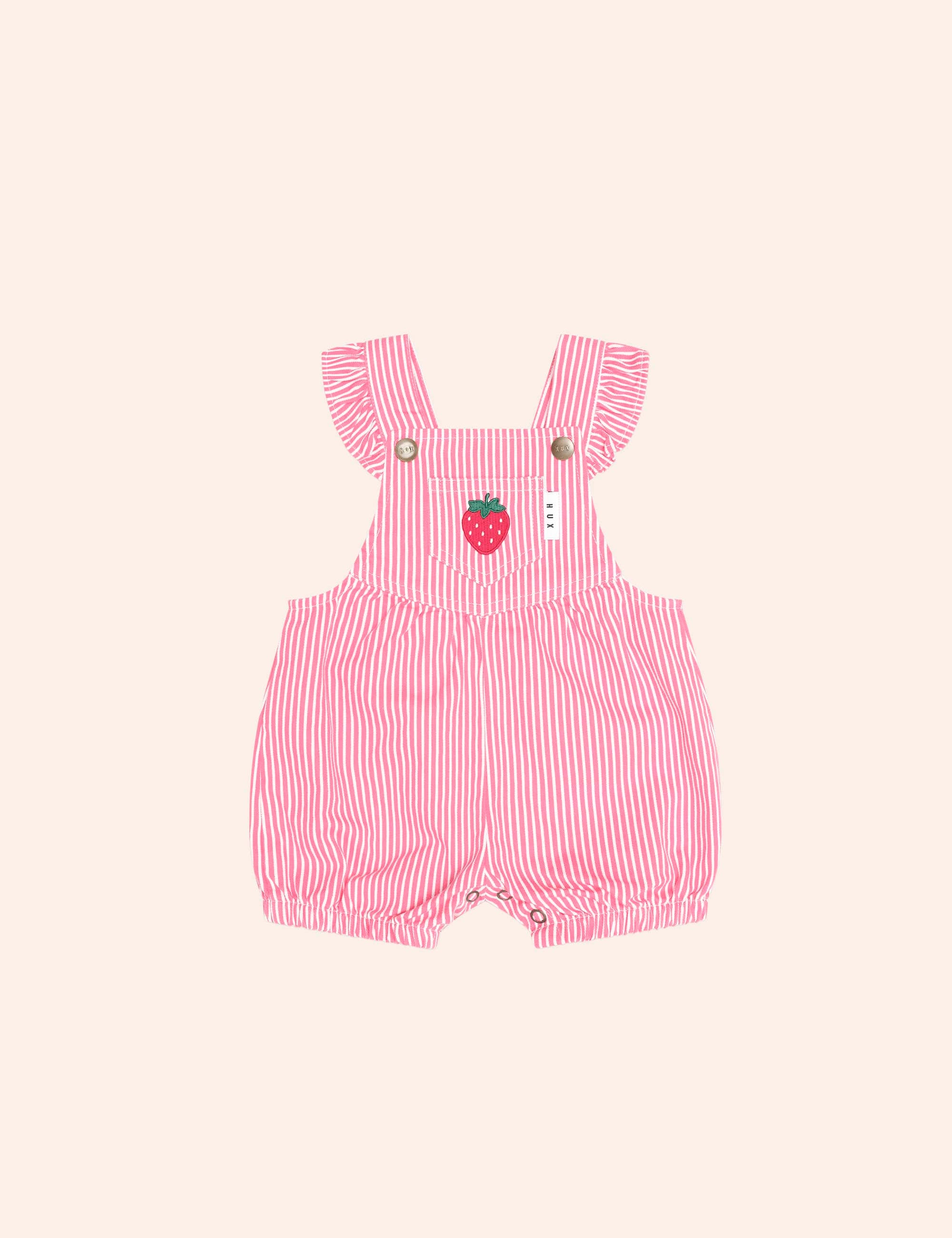 Strawberry Emb Stripe Playsuit PLAYSUIT Huxbaby Shopify