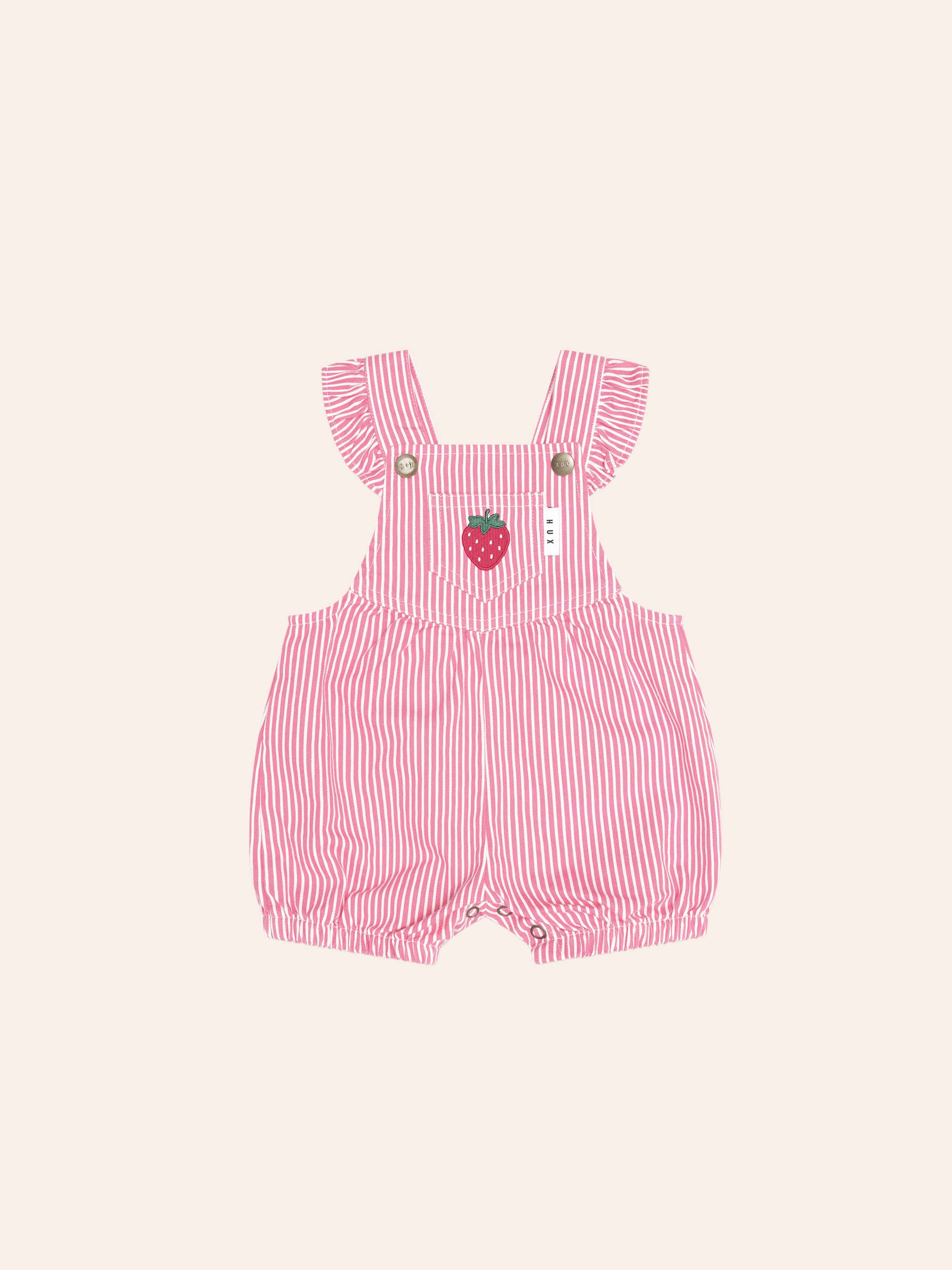Strawberry Emb Stripe Playsuit PLAYSUIT Huxbaby Shopify