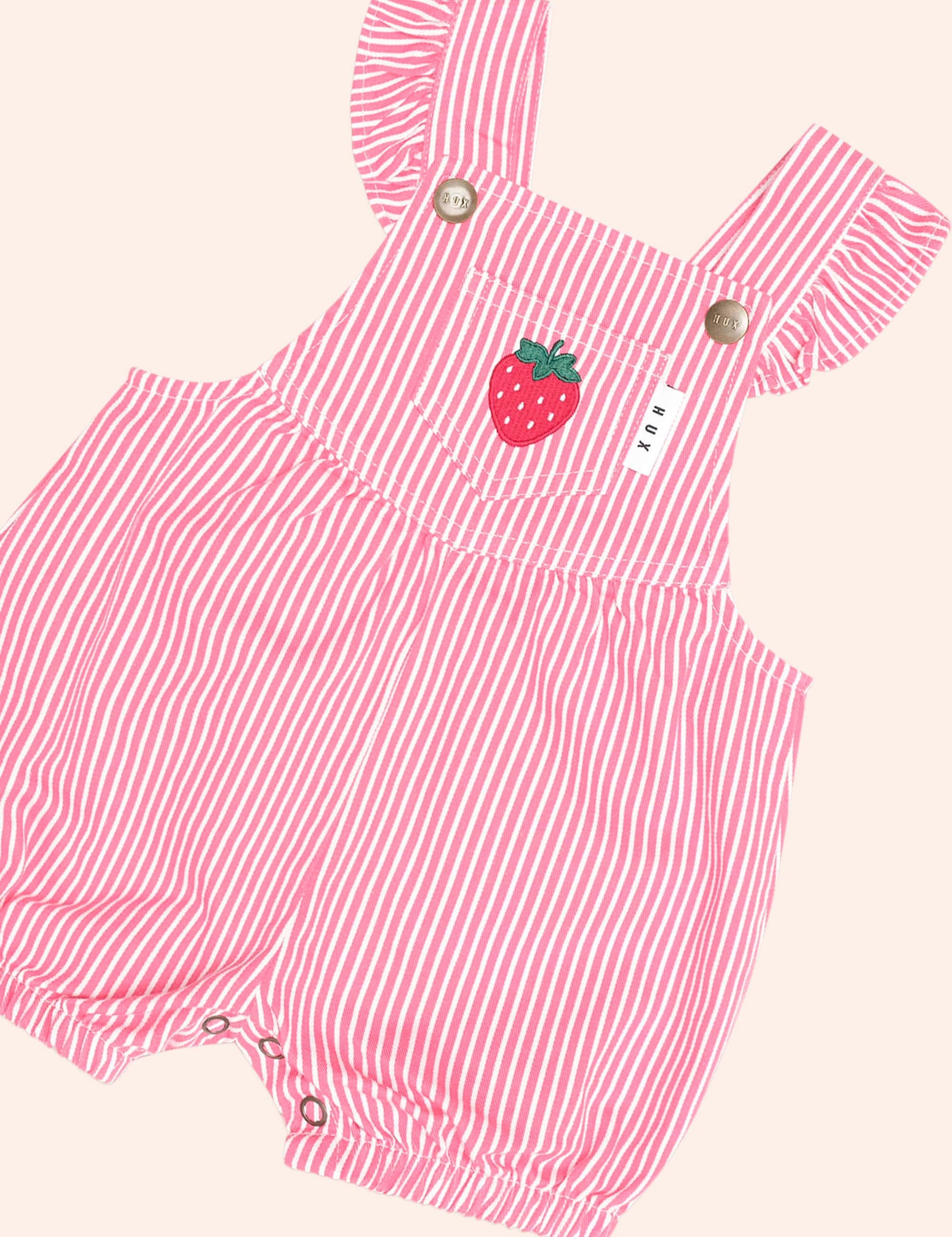 Strawberry Emb Stripe Playsuit PLAYSUIT Huxbaby Shopify