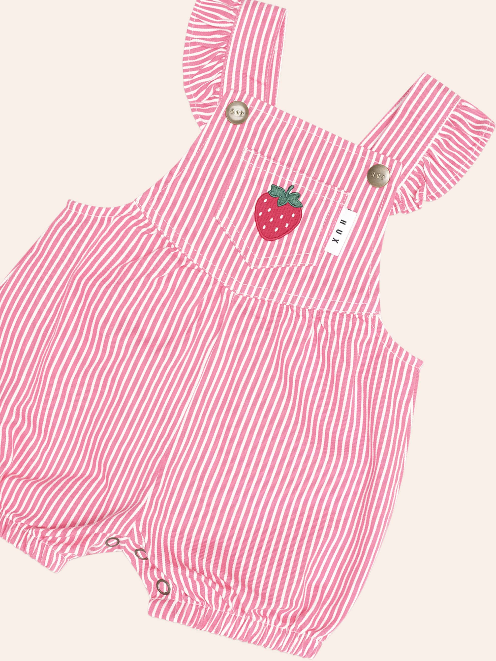 Strawberry Emb Stripe Playsuit PLAYSUIT Huxbaby Shopify