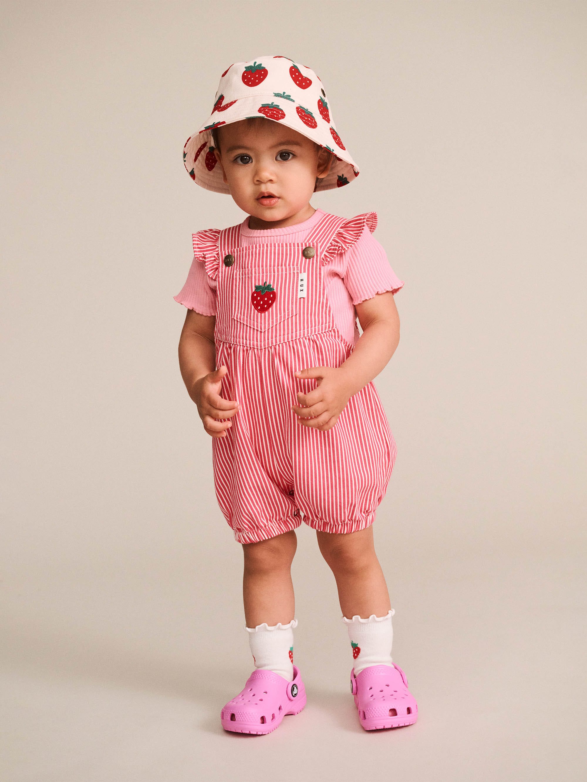 Strawberry Emb Stripe Playsuit PLAYSUIT Huxbaby Shopify