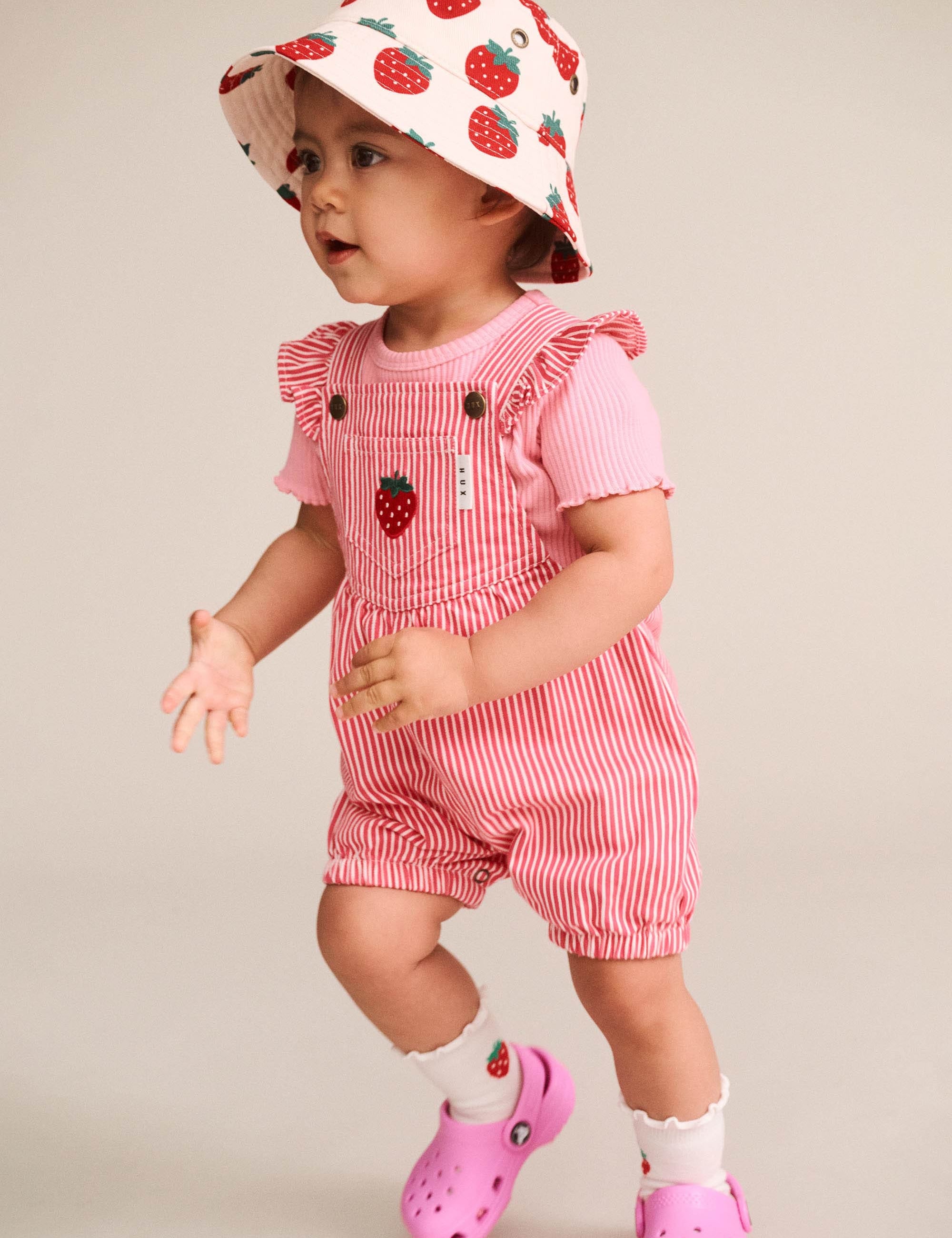 Strawberry Emb Stripe Playsuit PLAYSUIT Huxbaby Shopify