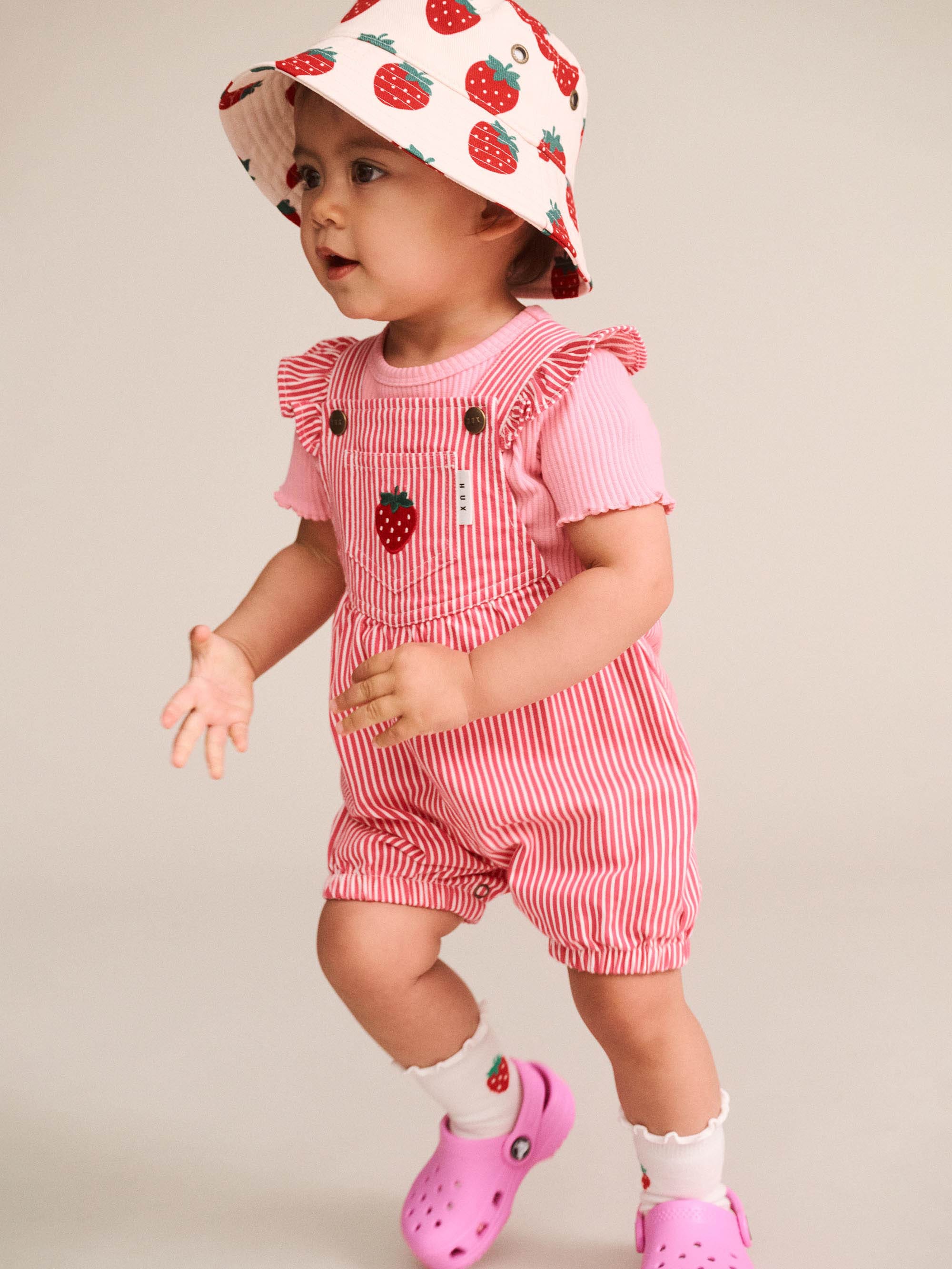 Strawberry Emb Stripe Playsuit PLAYSUIT Huxbaby Shopify