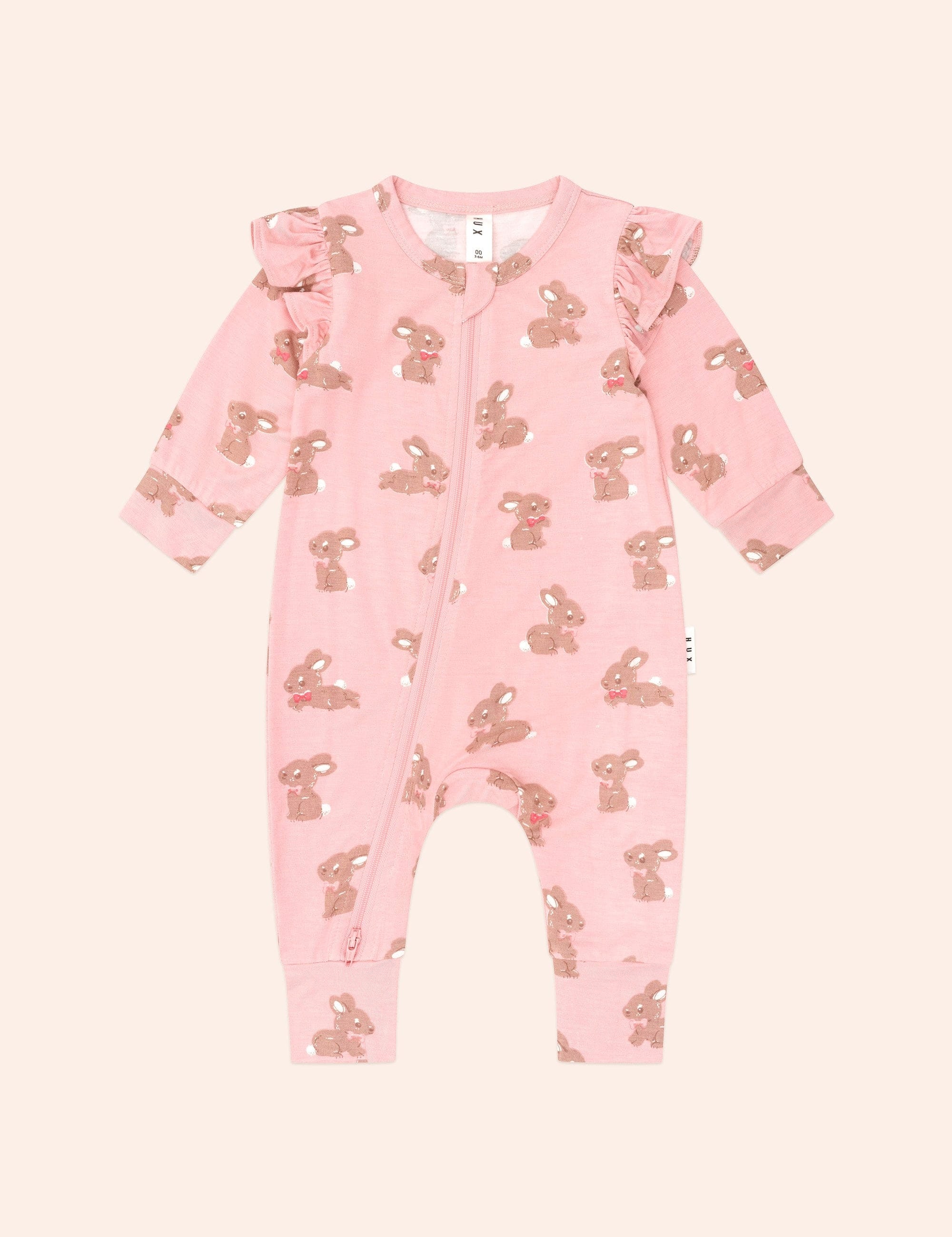Dusty Pink Bunny Zip Romper ROMPER Huxbaby