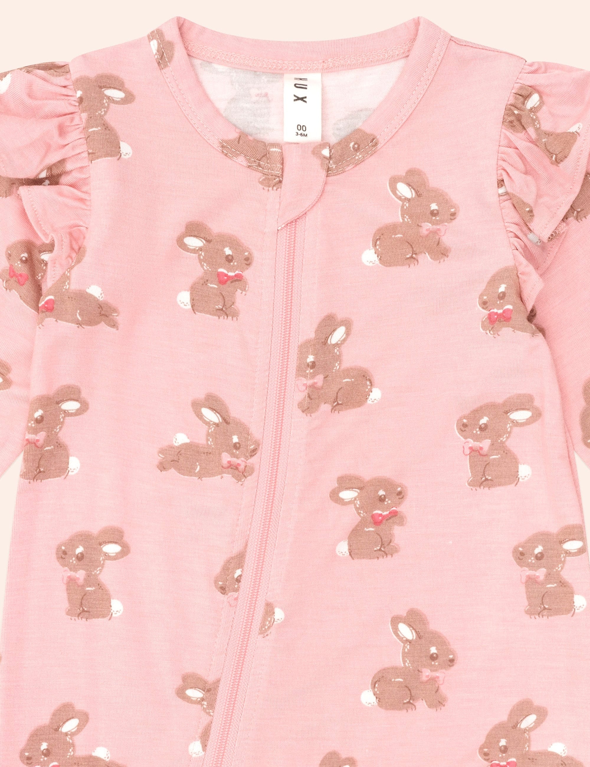 Dusty Pink Bunny Zip Romper ROMPER Huxbaby