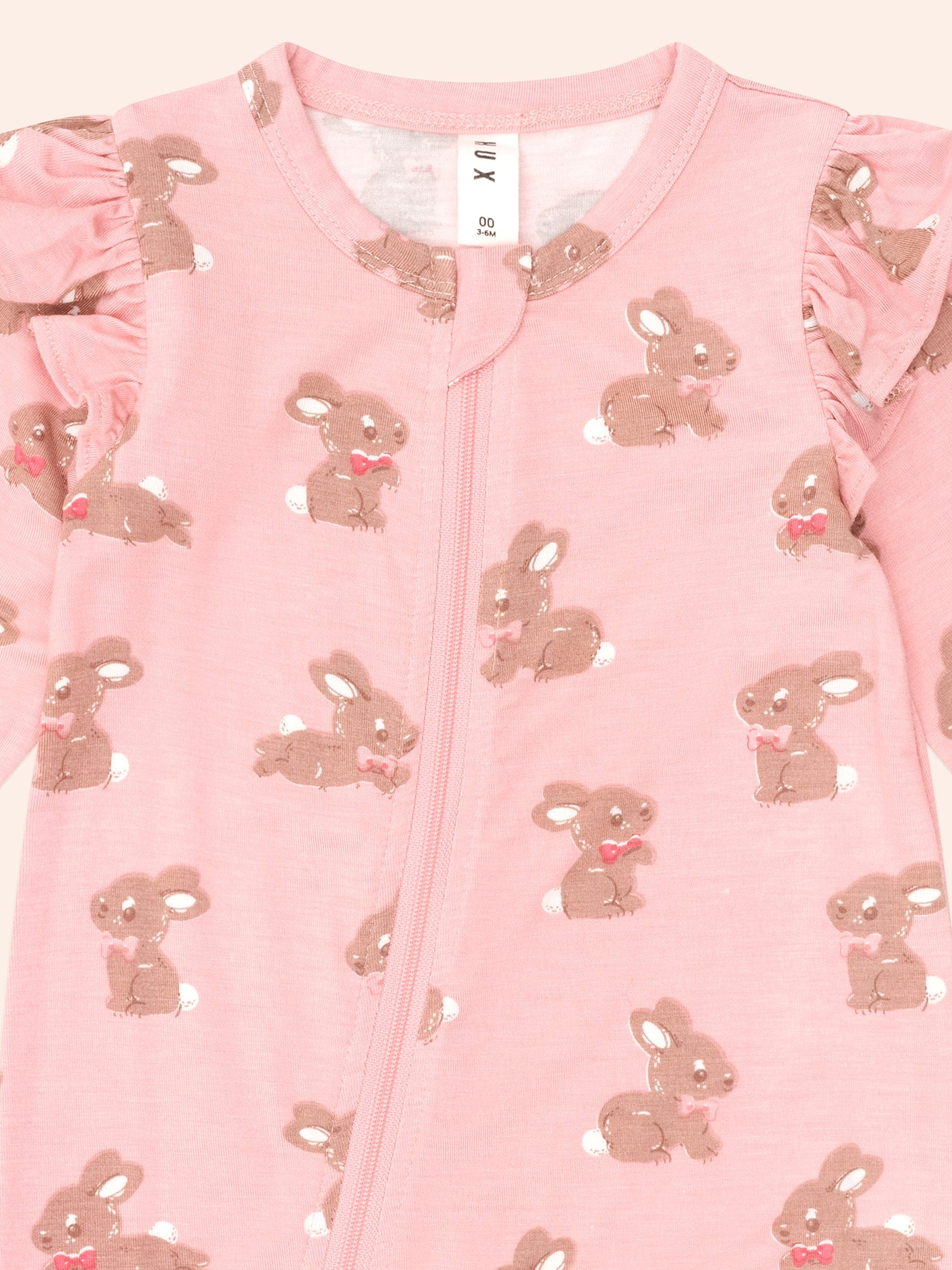 Dusty Pink Bunny Zip Romper ROMPER Huxbaby