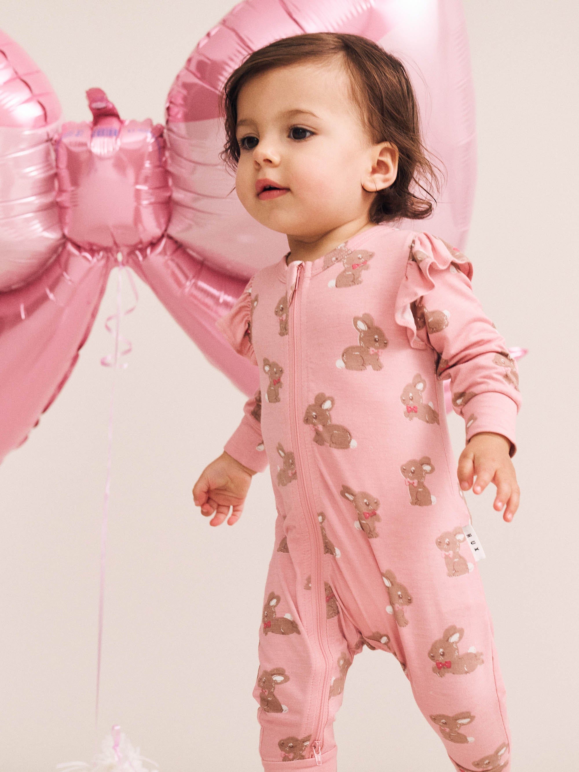 Dusty Pink Bunny Zip Romper – Huxbaby