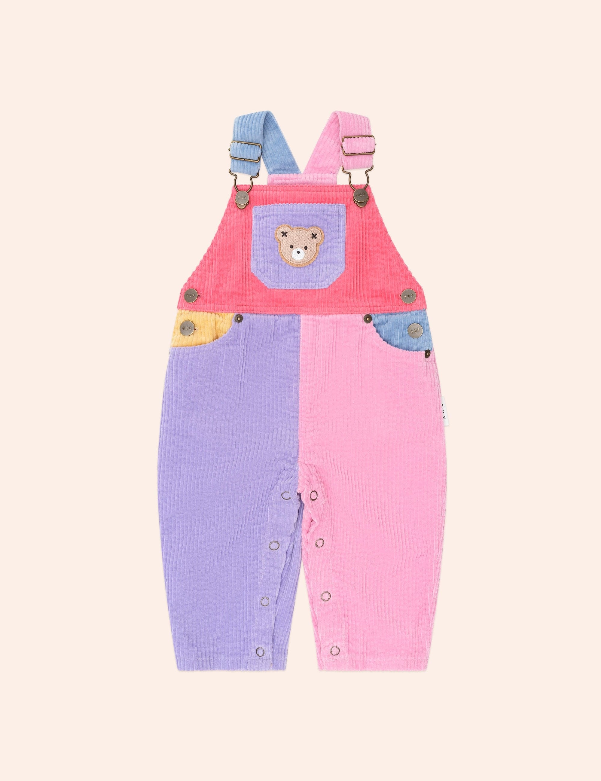 Colour Block Girl Cord Overalls OVERALL Huxbaby